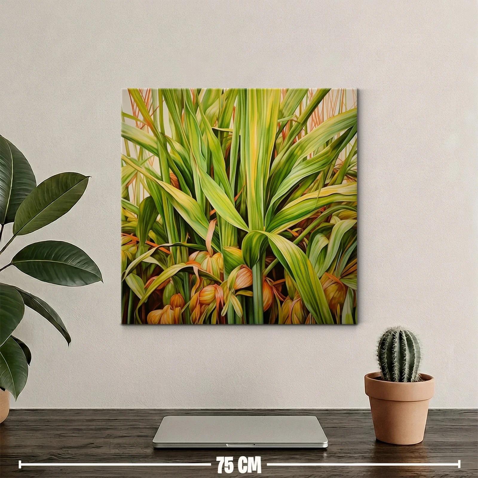 Exuberante cuadro con hojas verdes y tonos tierra — miniatura 2