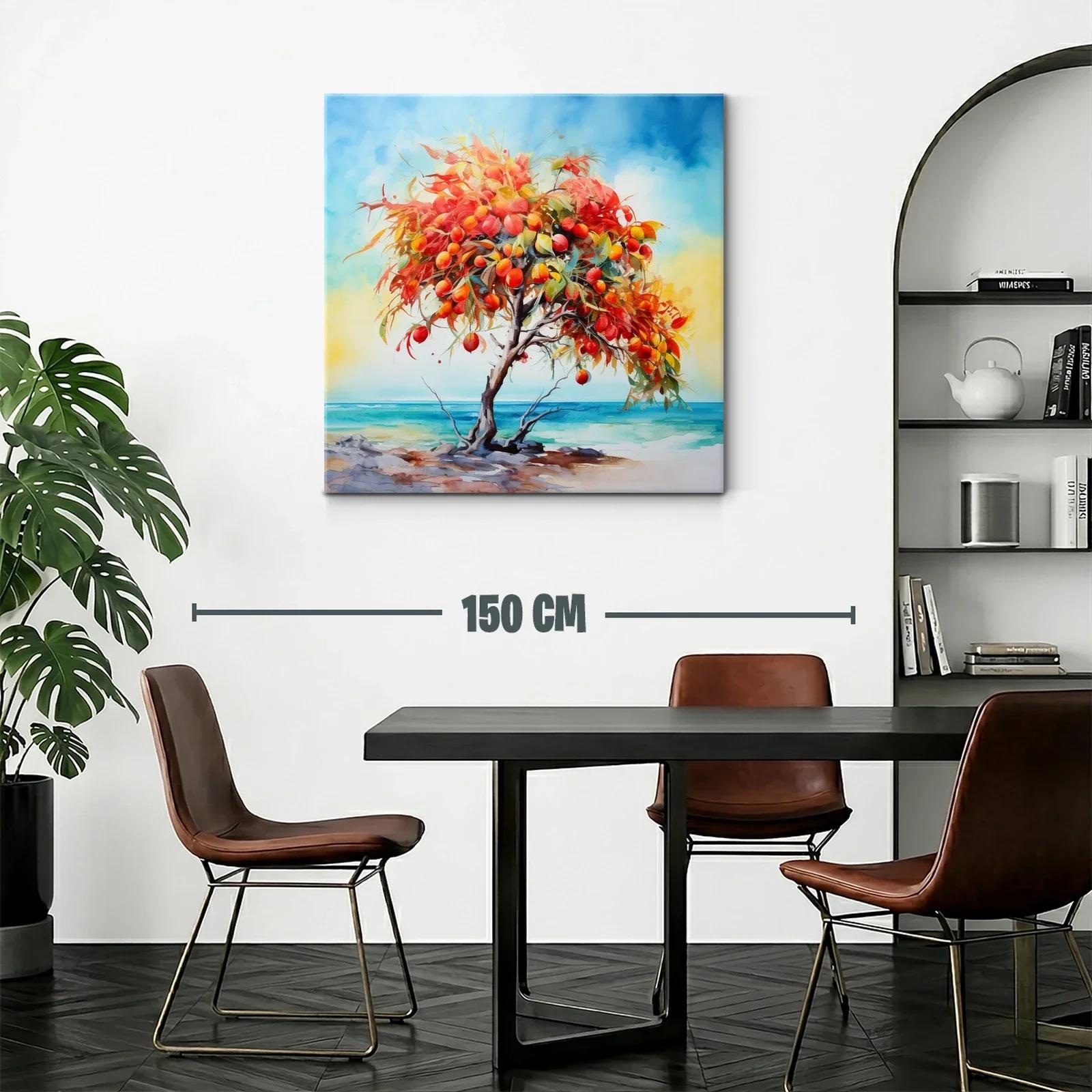 Árbol frutal vibrante junto al mar en tonos cálidos — miniatura 2