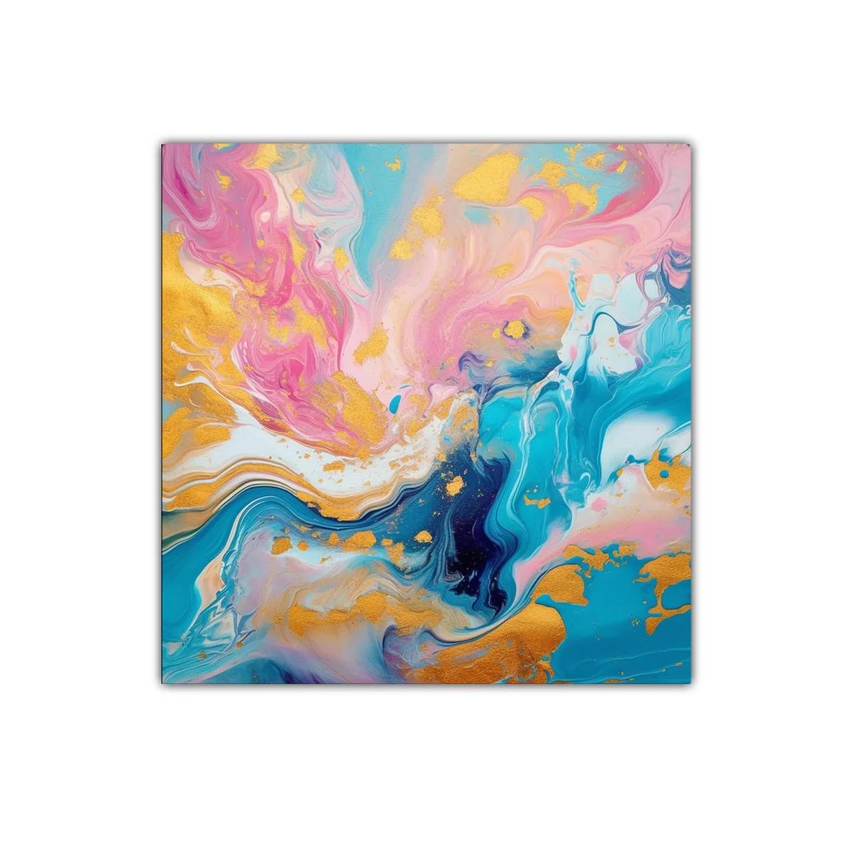 Arte abstracto colorido con toques dorados vibrantes