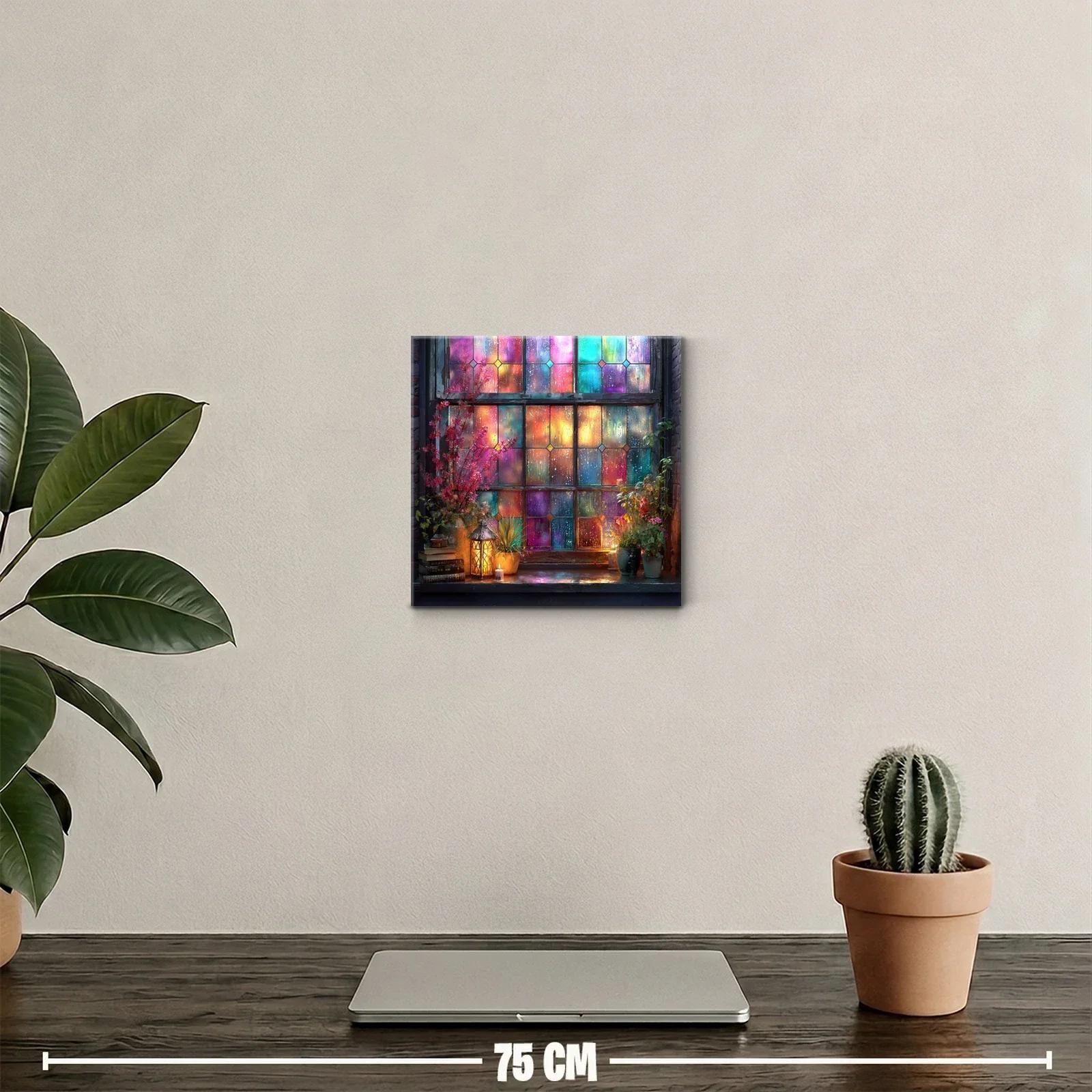 Ventana de colores con lluvia y atmósfera cálida — miniatura 2