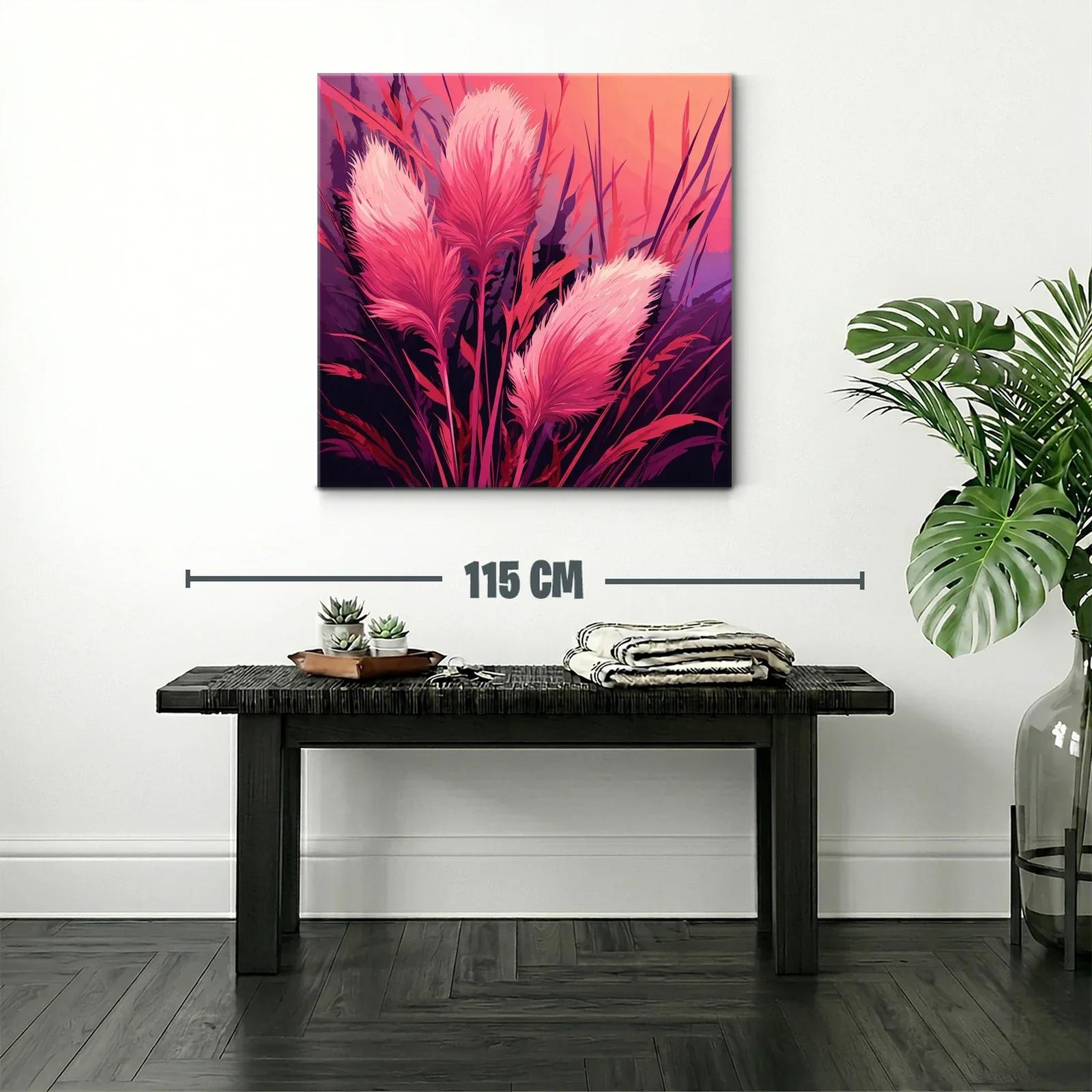 Ramas con plumas rosas en ambiente vibrante — miniatura 2