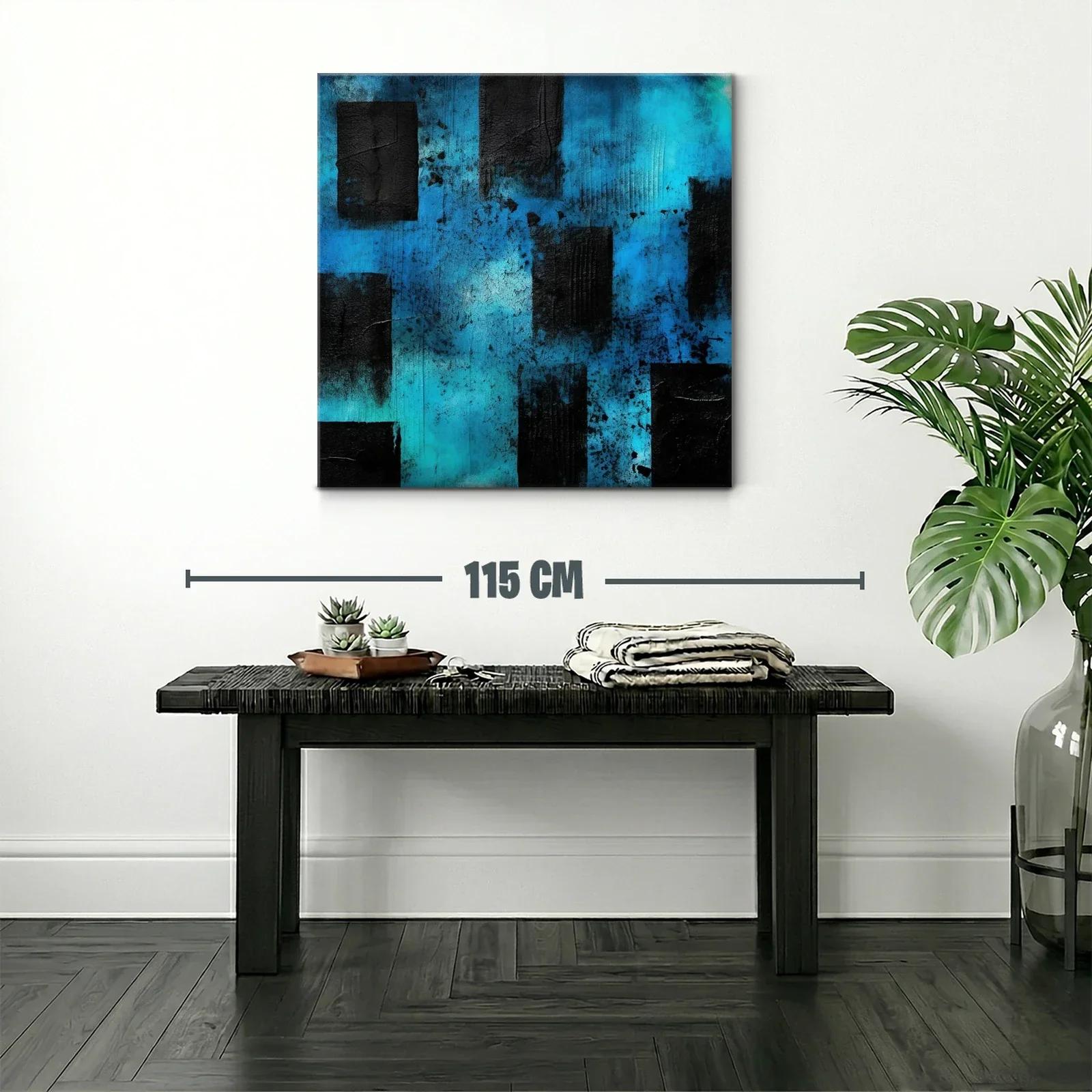 Cuadro abstracto en tonos azules y negros — miniatura 2