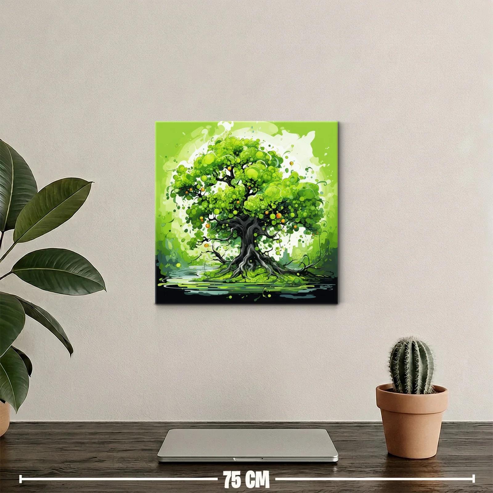 Árbol con vibrantes tonos verdes y detalles en naranja — miniatura 2