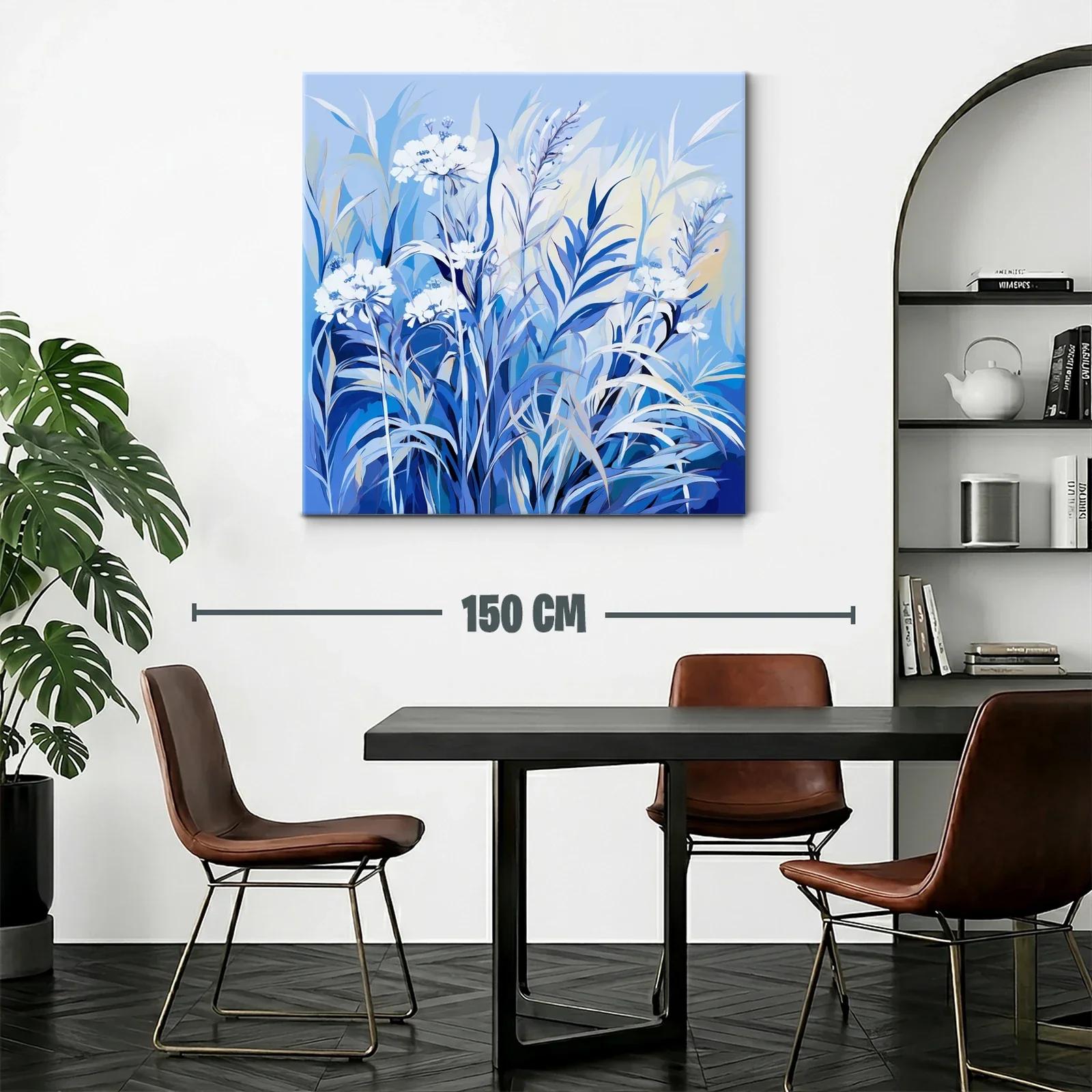 Flores y hojas en tonos azules para un ambiente sereno — miniatura 2
