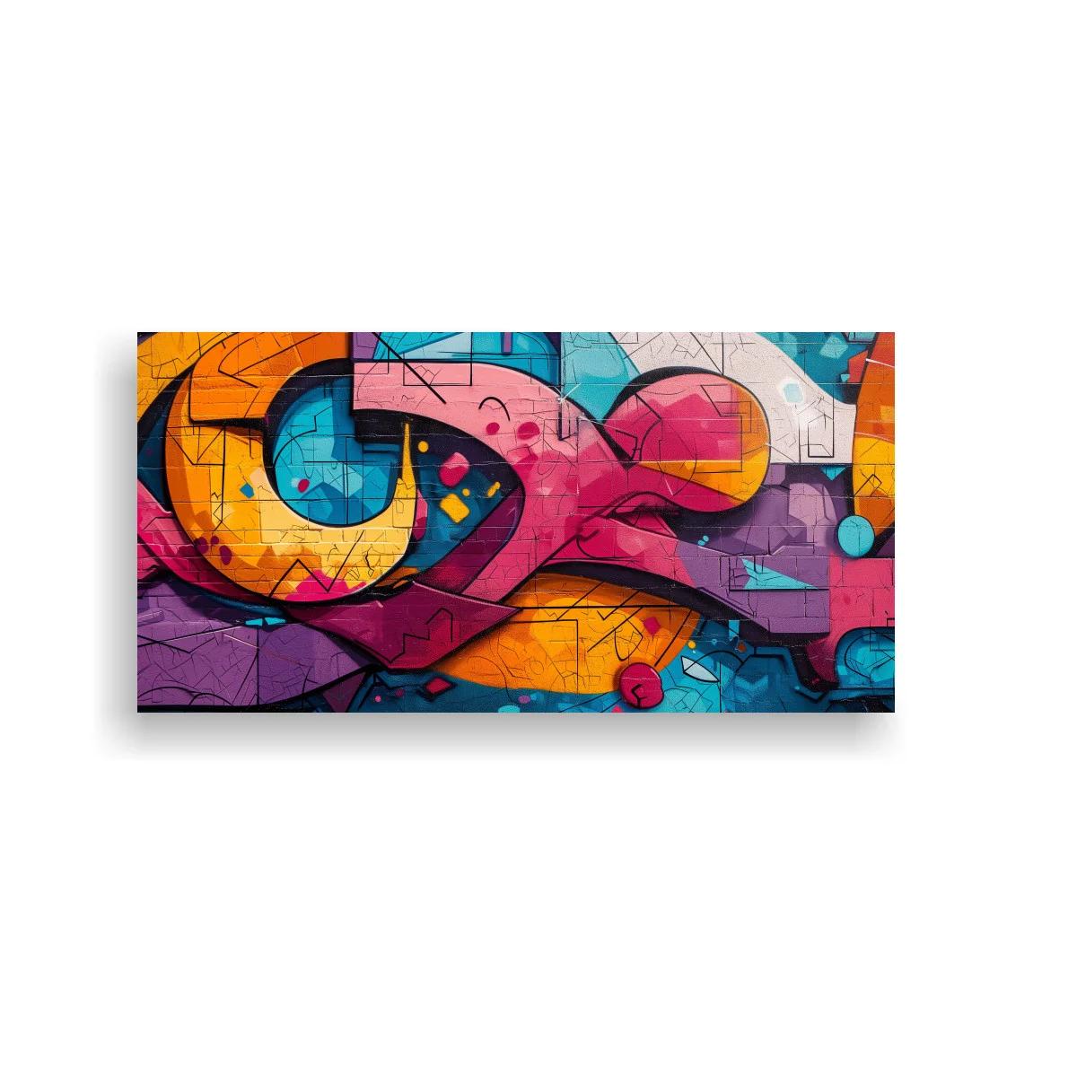 Cuadro grafiti abstracto con muro agrietado