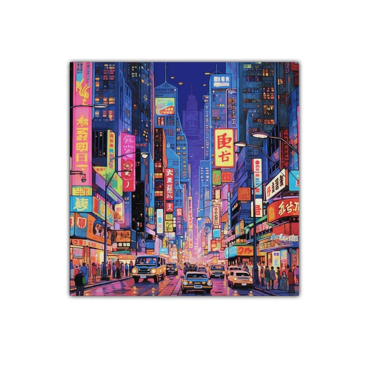 Ciudad vibrante con luces de neón al anochecer — imagen principal