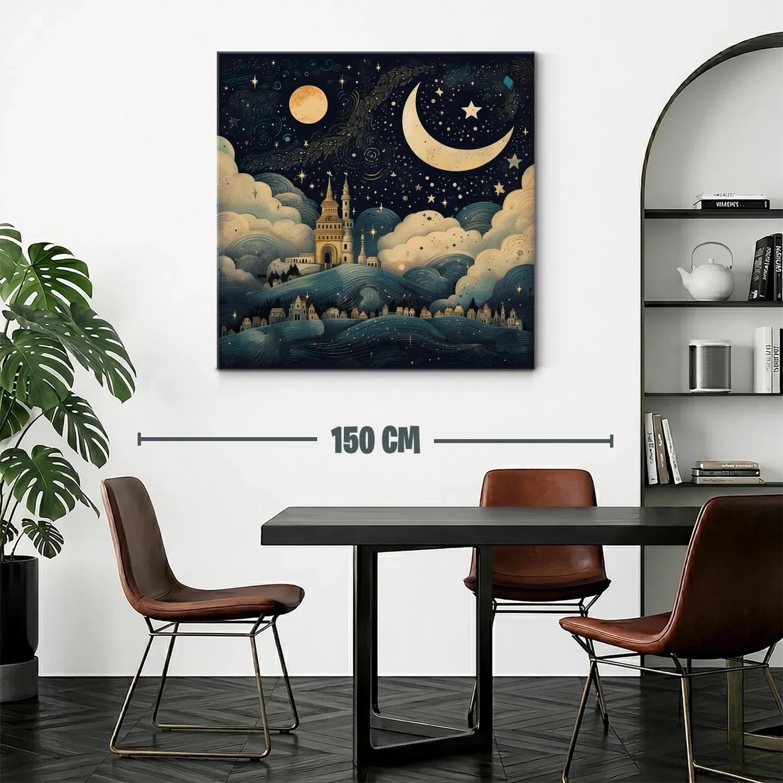 Paisaje nocturno con castillo y cielo estrellado mágico — miniatura 2