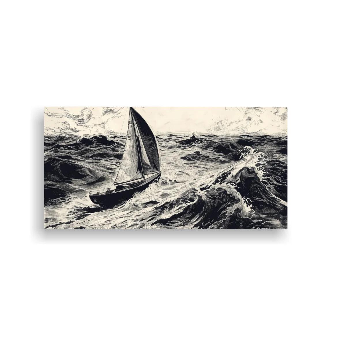 Cuadro velero entre olas altas
