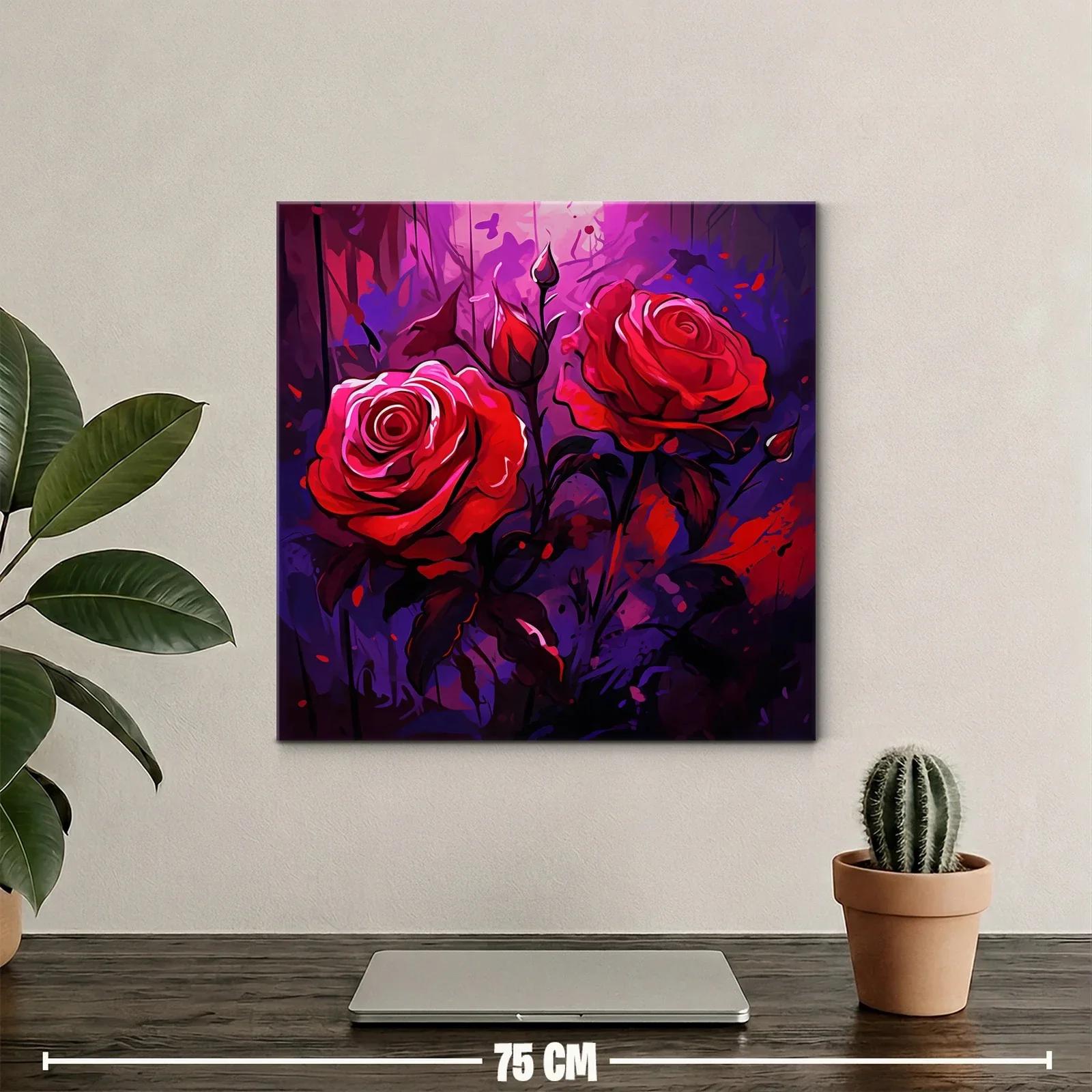 Rosas rojas vibrantes en fondo abstracto púrpura — miniatura 2