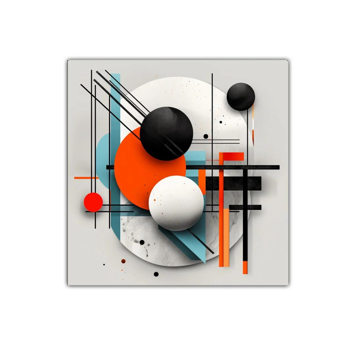 Composición geométrica con círculo y líneas en colores brillantes