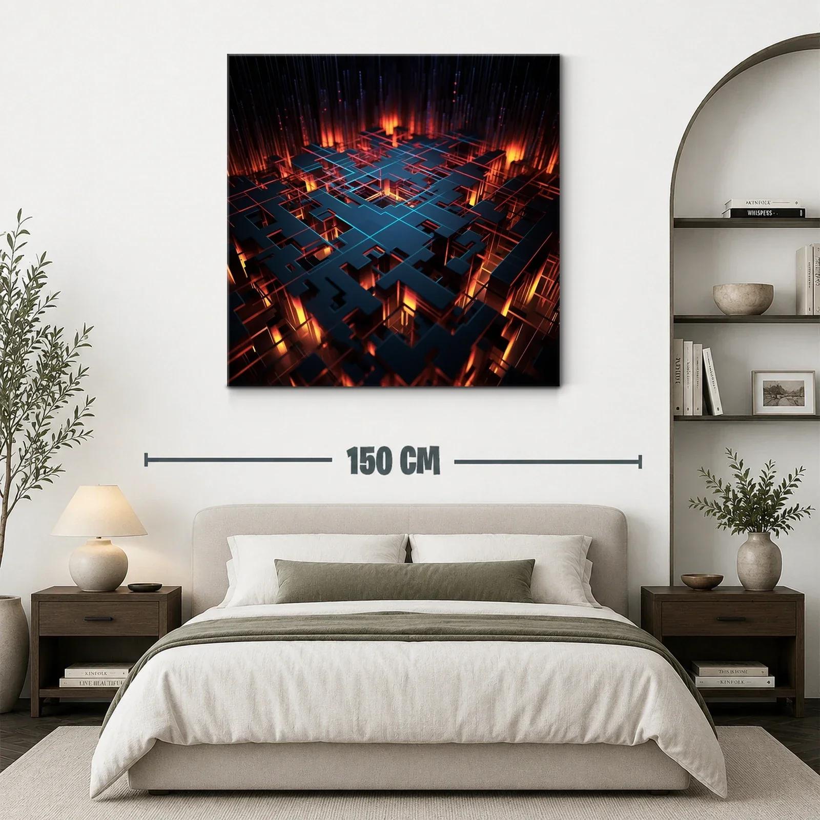 Abstracto geométrico con luces cálidas y líneas azules — miniatura 3
