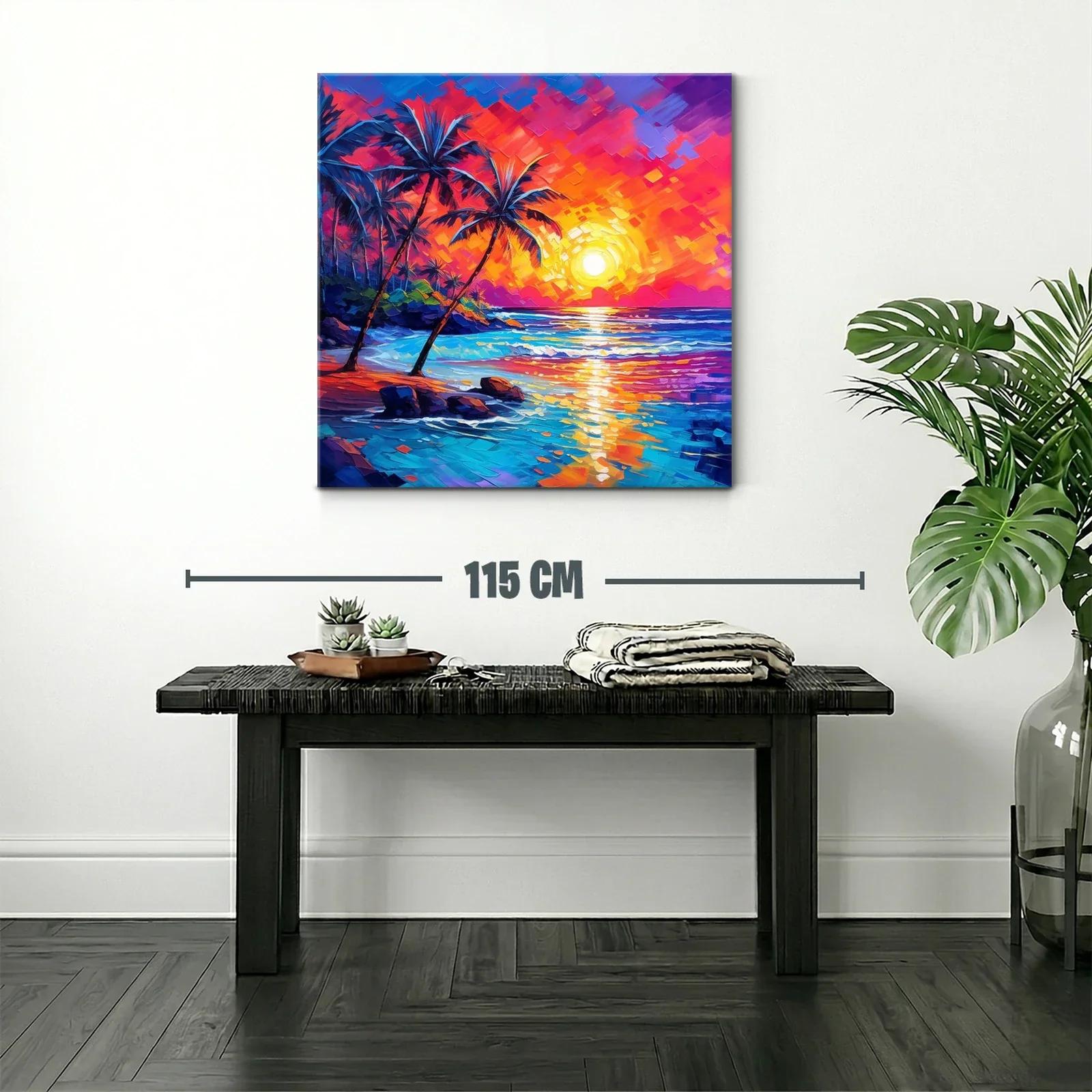 Atardecer vibrante con palmeras en la playa tropical — miniatura 2