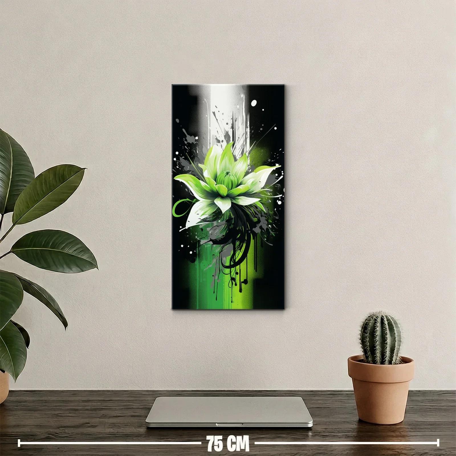 Cuadro lirio blanco y verde con trazos negros — miniatura 2