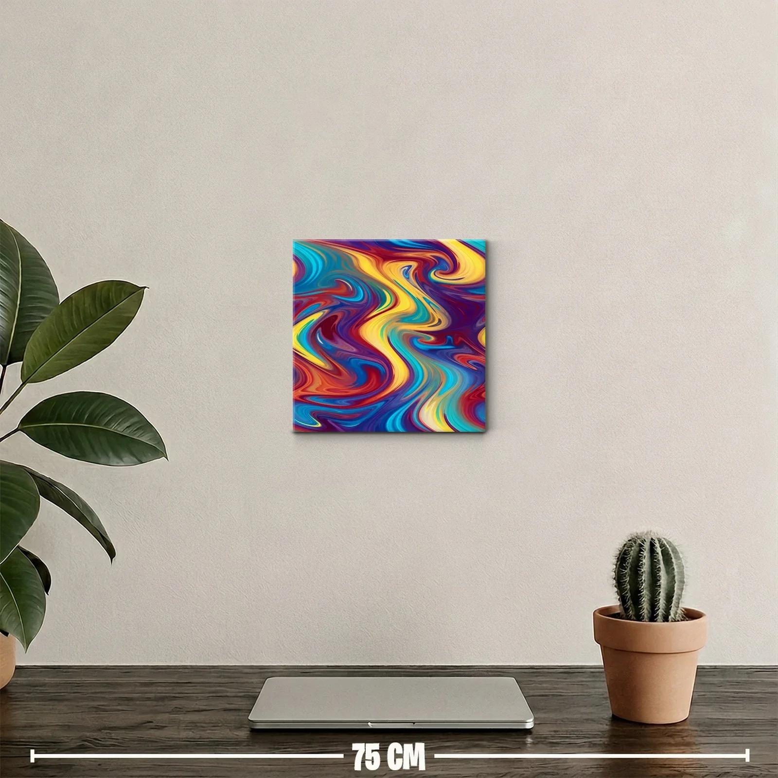 Cuadro abstracto con vibrantes ondas de color y movimiento — miniatura 2