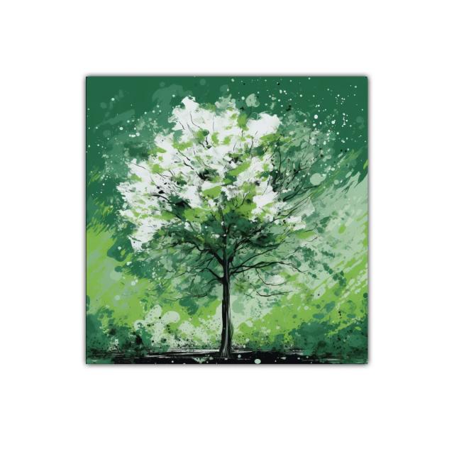 Árbol vibrante en tonos verdes y blancos