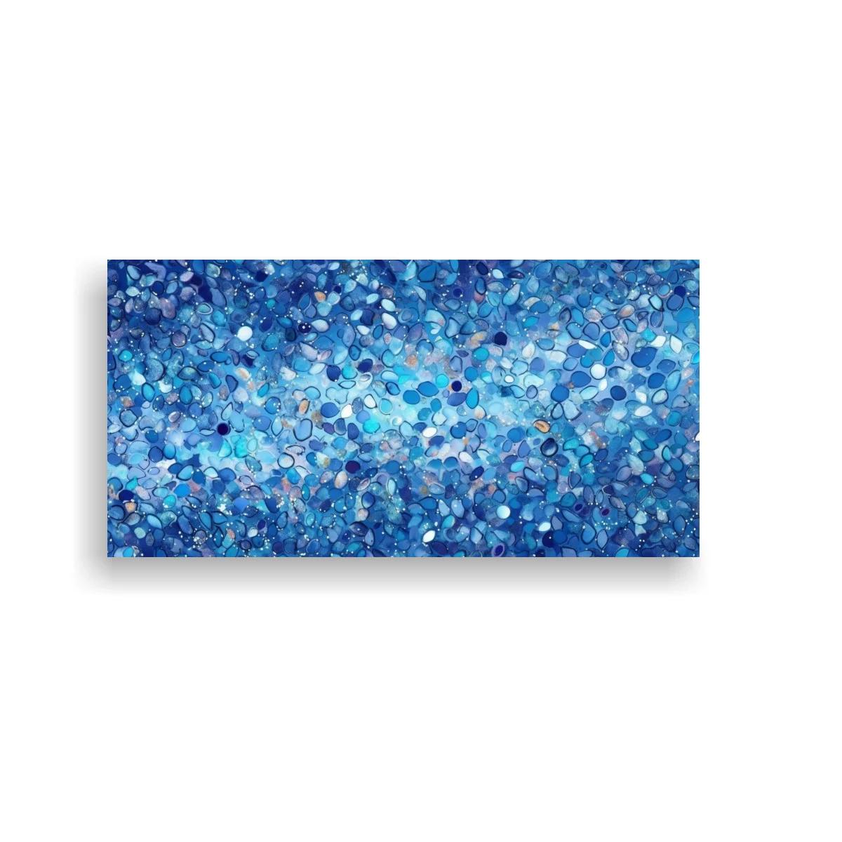 Cuadro mosaico abstracto azul con franja ondulante
