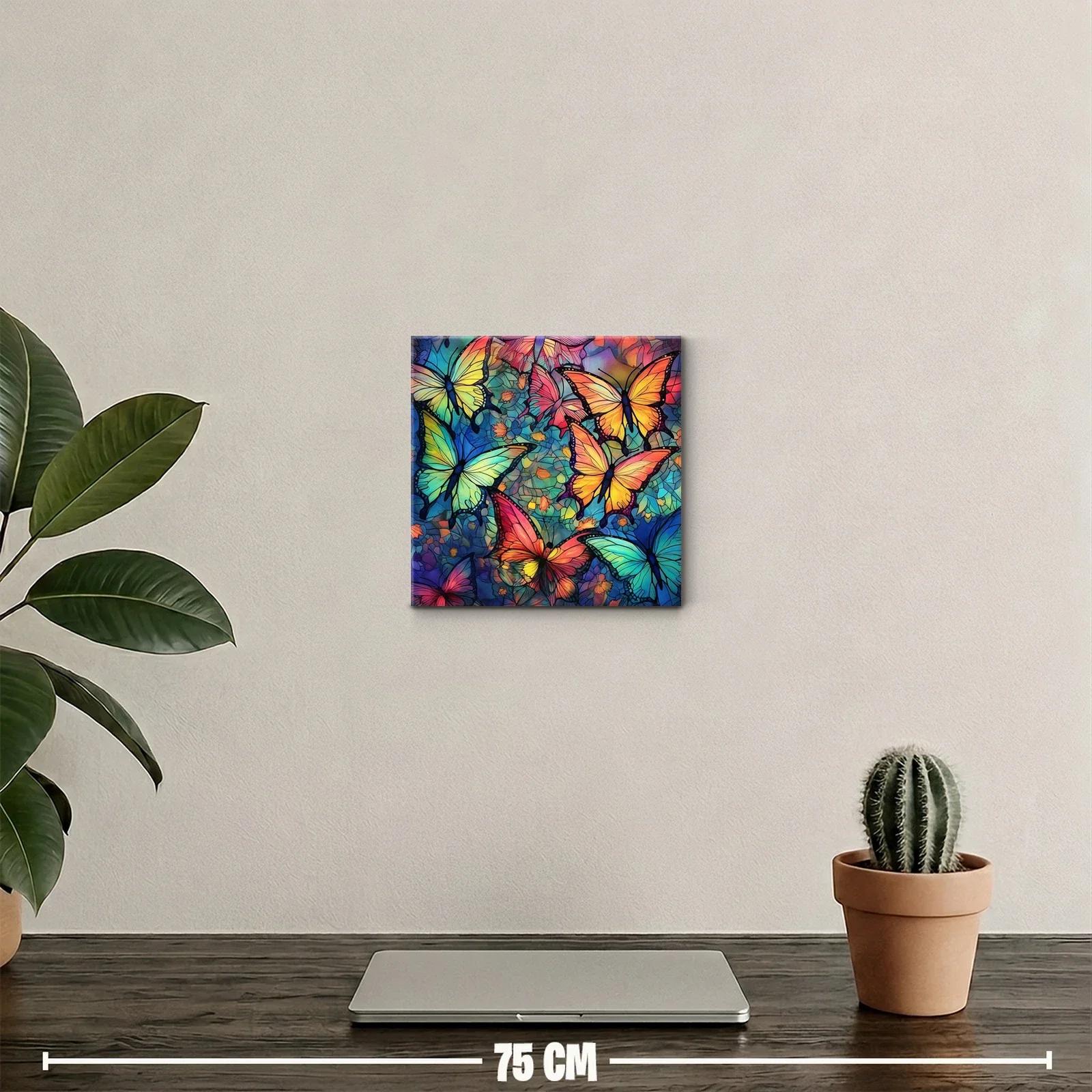 Cuadro con mariposas en vibrantes tonos azul y naranja — miniatura 2