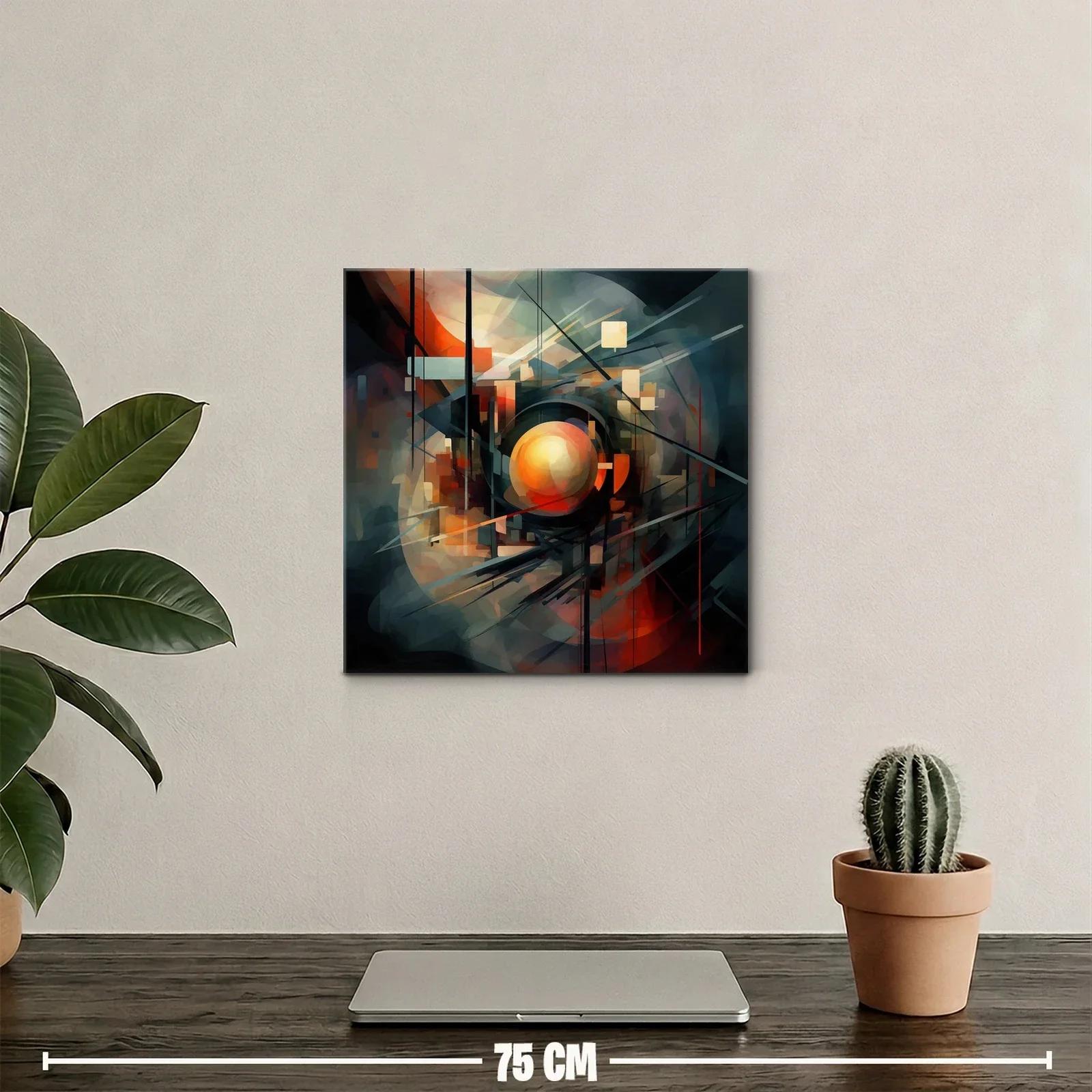Composición abstracta con esfera central en tonos cálidos — miniatura 2