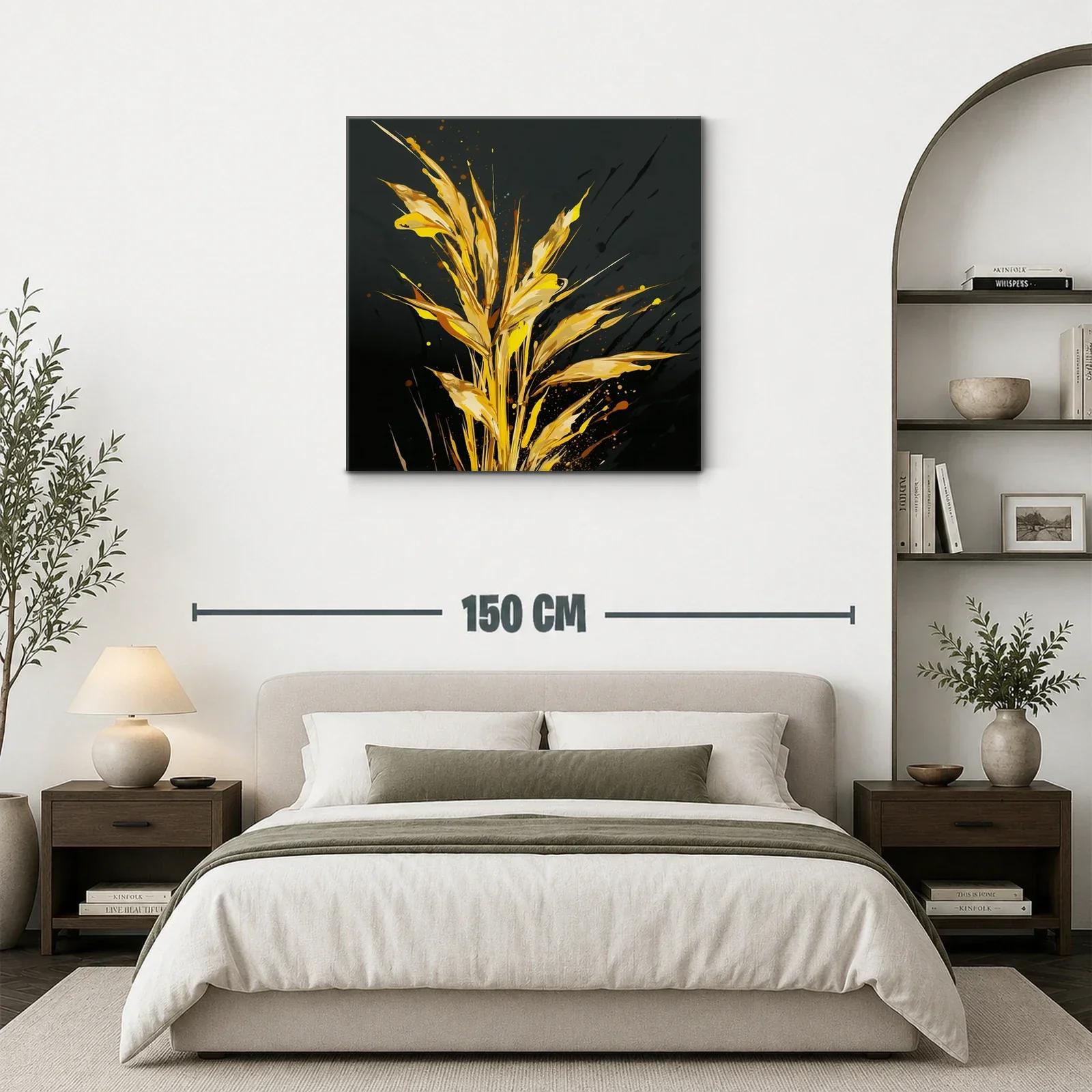 Cuadro con inspiración natural en tonos dorados y negros — miniatura 3