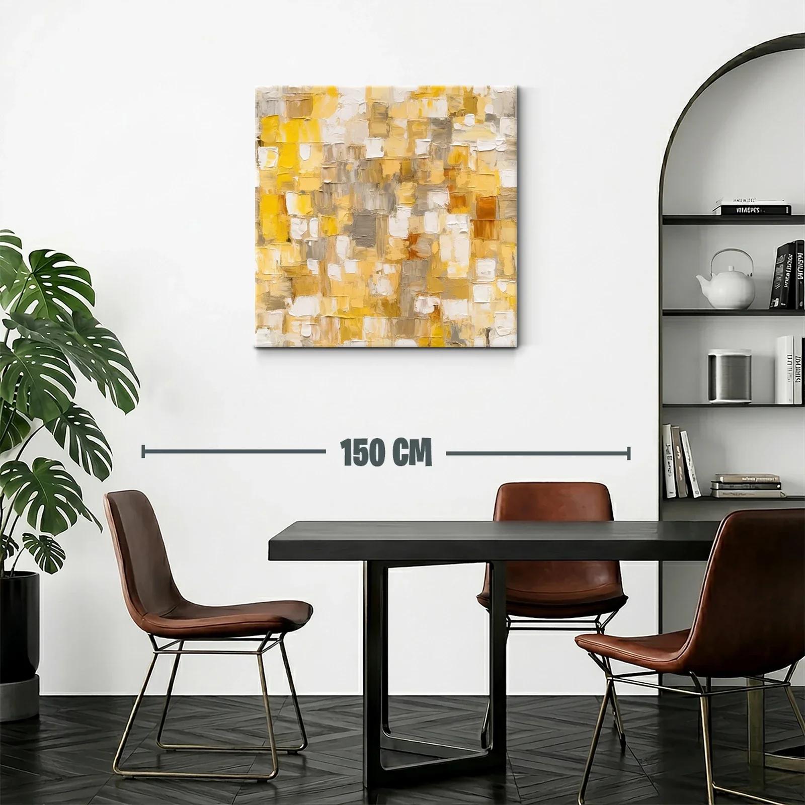 Cuadro abstracto en tonos amarillos y beige cálidos — miniatura 2