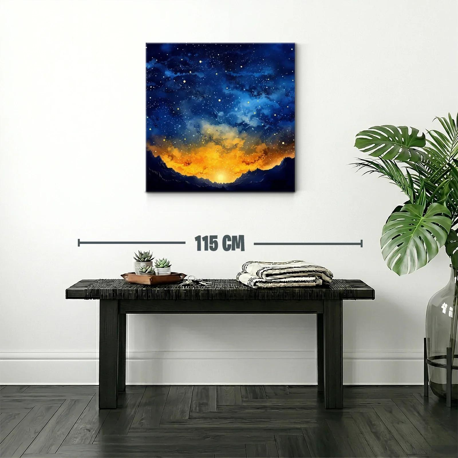 Paisaje Cósmico con Cielo Estrellado y Amanecer Dorado — miniatura 2