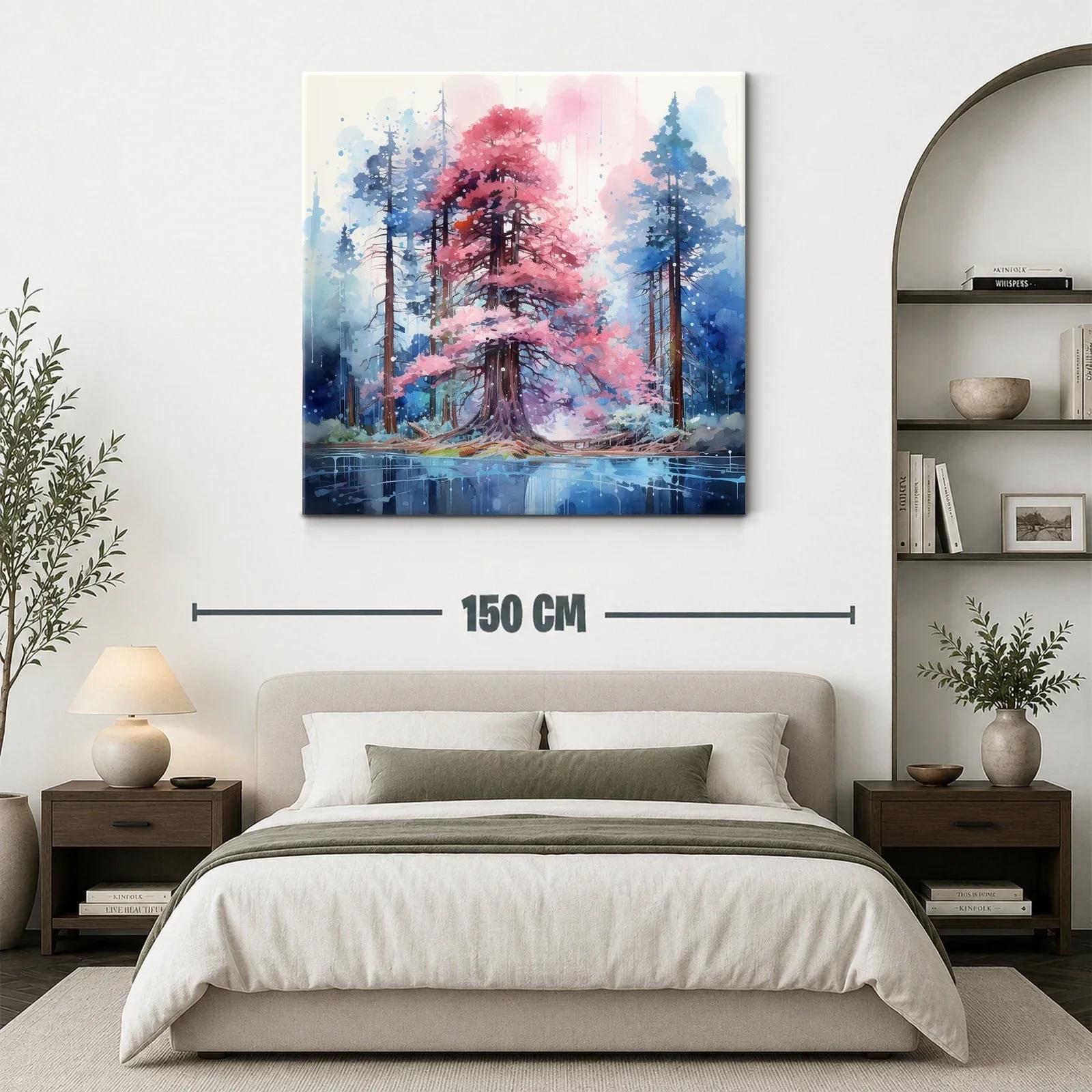 Bosque mágico con árboles en tonos rosa y azul — miniatura 3