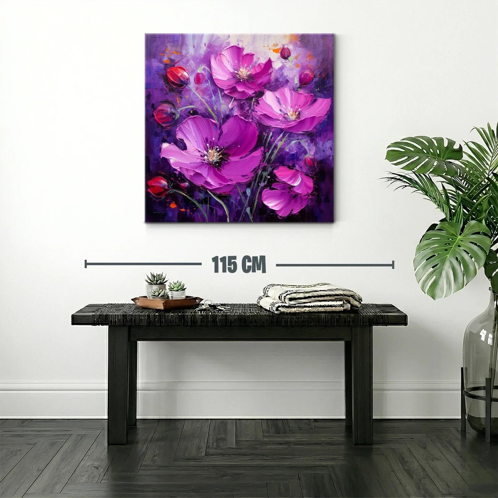 Cuadro floral en tonos violetas y fucsias vibrantes — miniatura 2