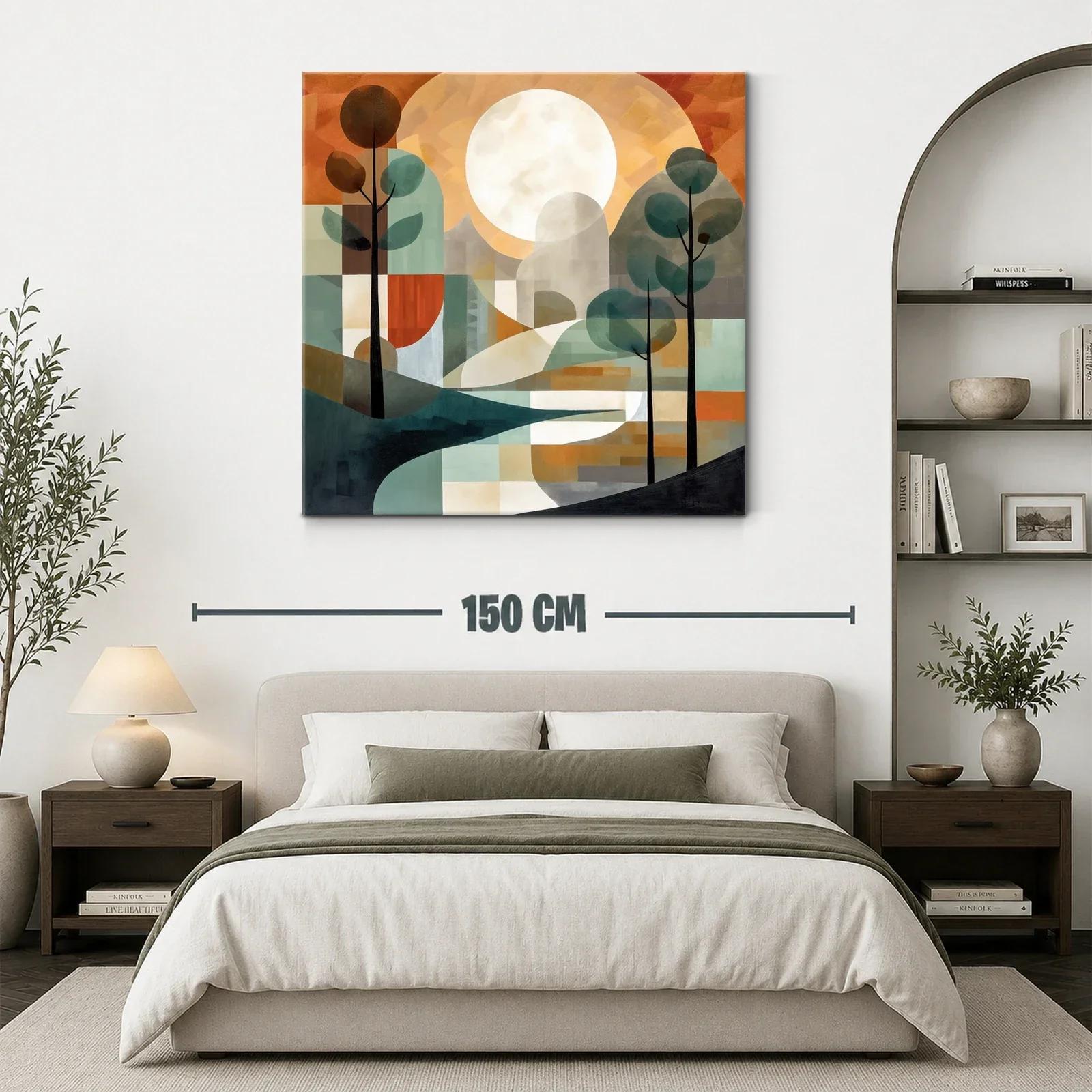 Paisaje abstracto con árboles y gran luna brillante — miniatura 3