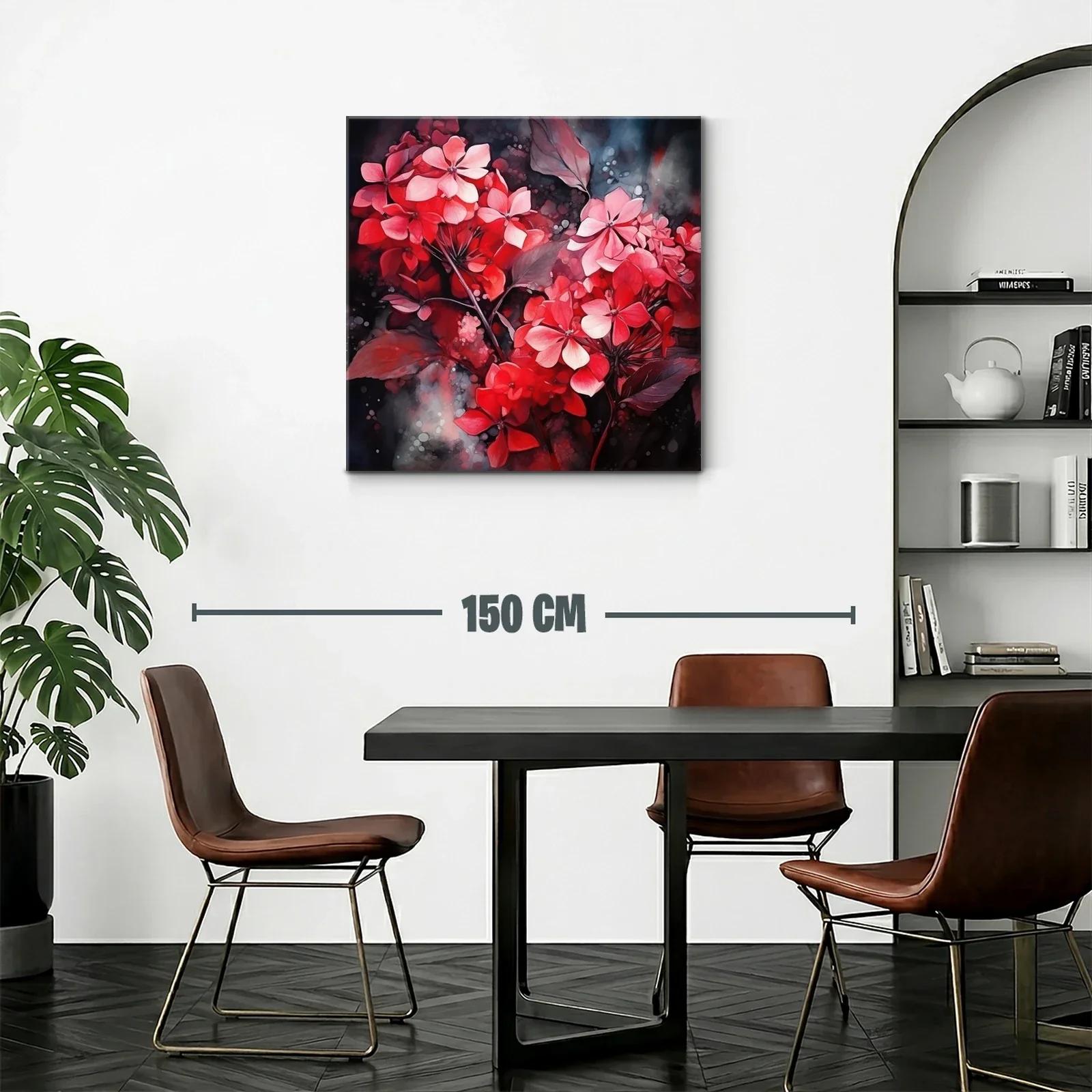 Floral vibrante en tonos rojos y rosas con fondo oscuro — miniatura 2