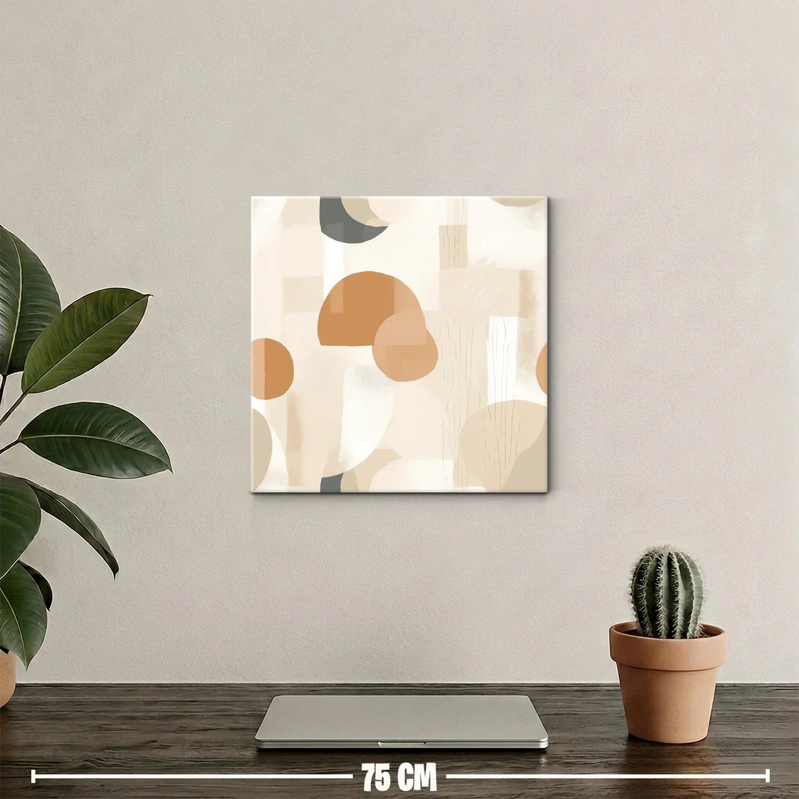 Cuadro abstracto con formas geométricas suaves y neutras — miniatura 2