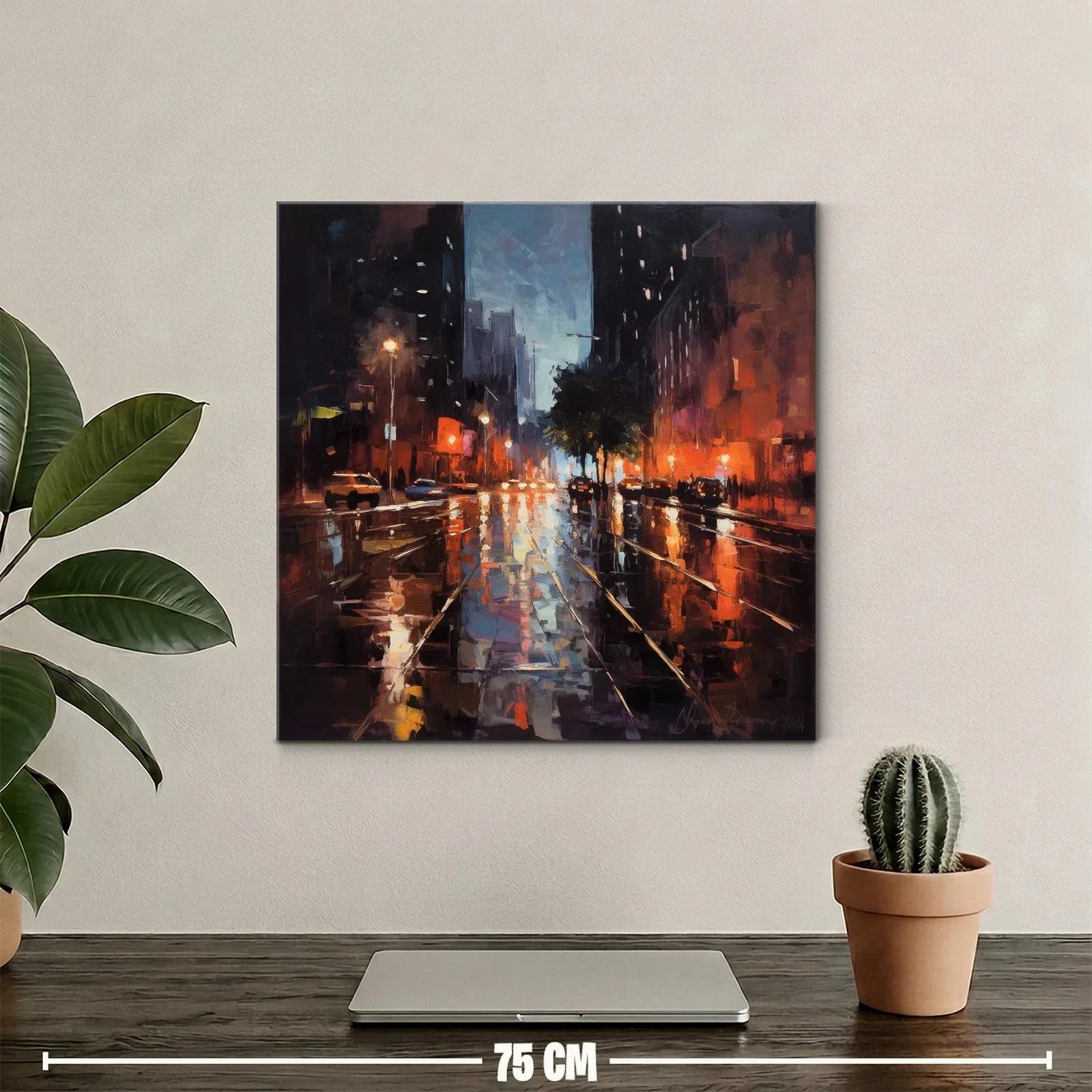 Reflejos urbanos al anochecer con luces vibrantes — miniatura 2
