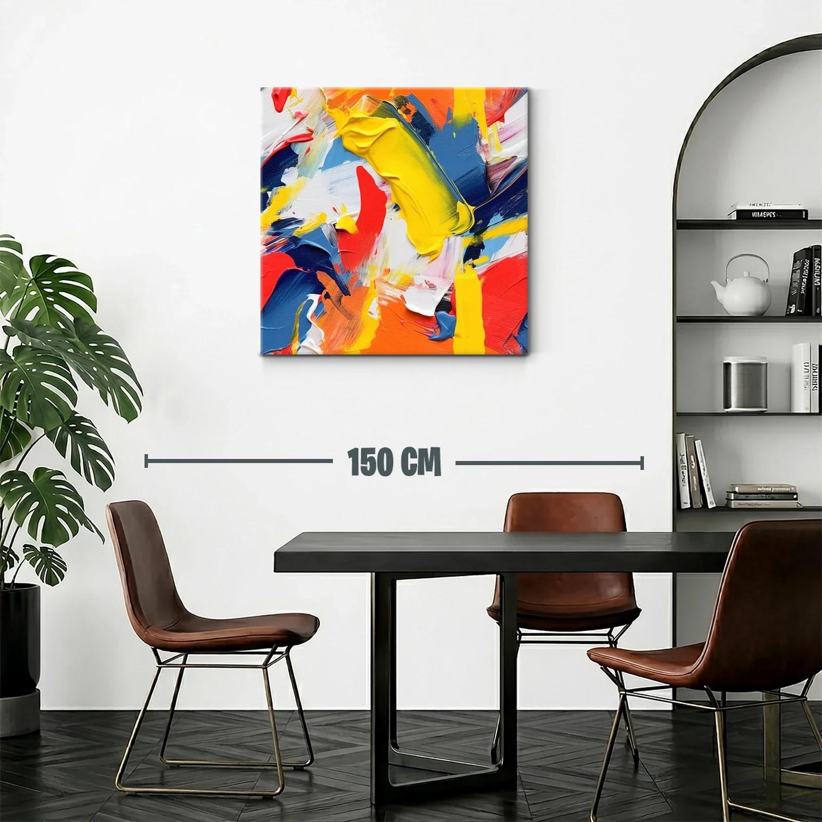 Cuadro abstracto en vibrantes tonos cálidos y fríos — miniatura 2