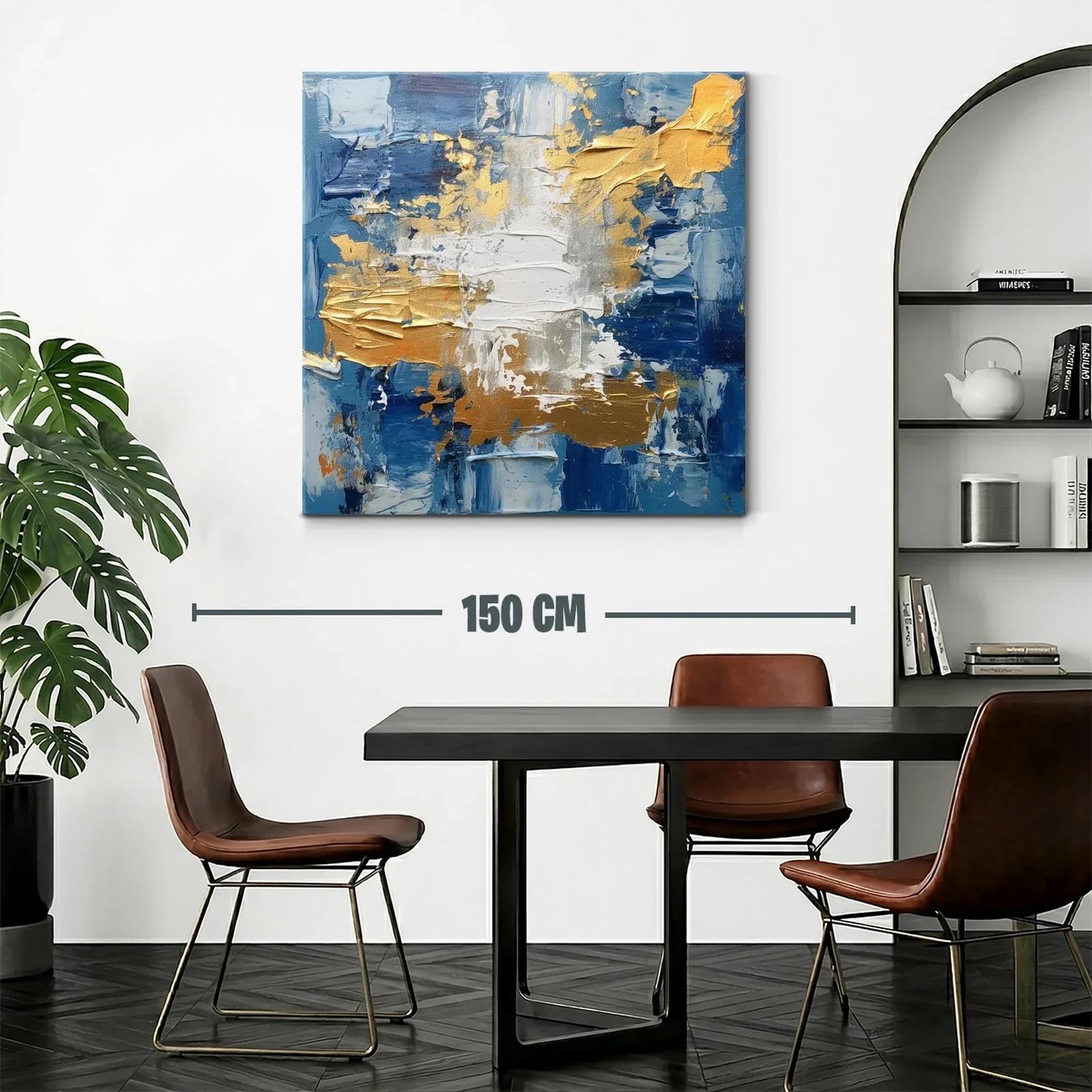Composición abstracta en azul y dorado con texturas — miniatura 2
