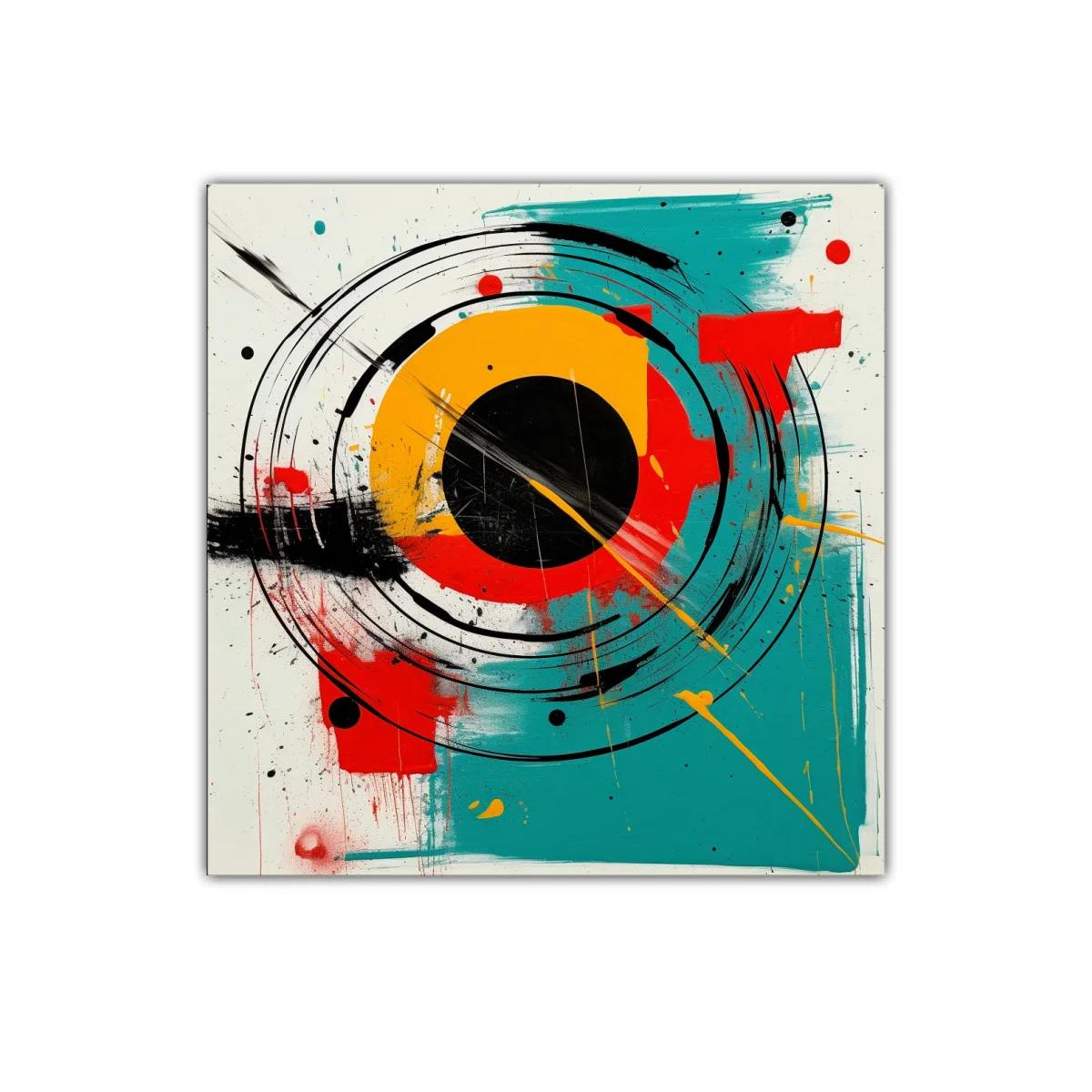 Cuadro vibrante con formas circulares y colores intensos