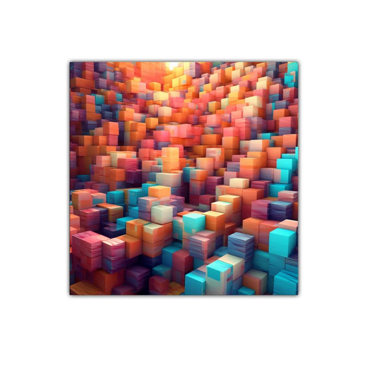 Composición vibrante con bloques en tonos cálidos y fríos — imagen principal