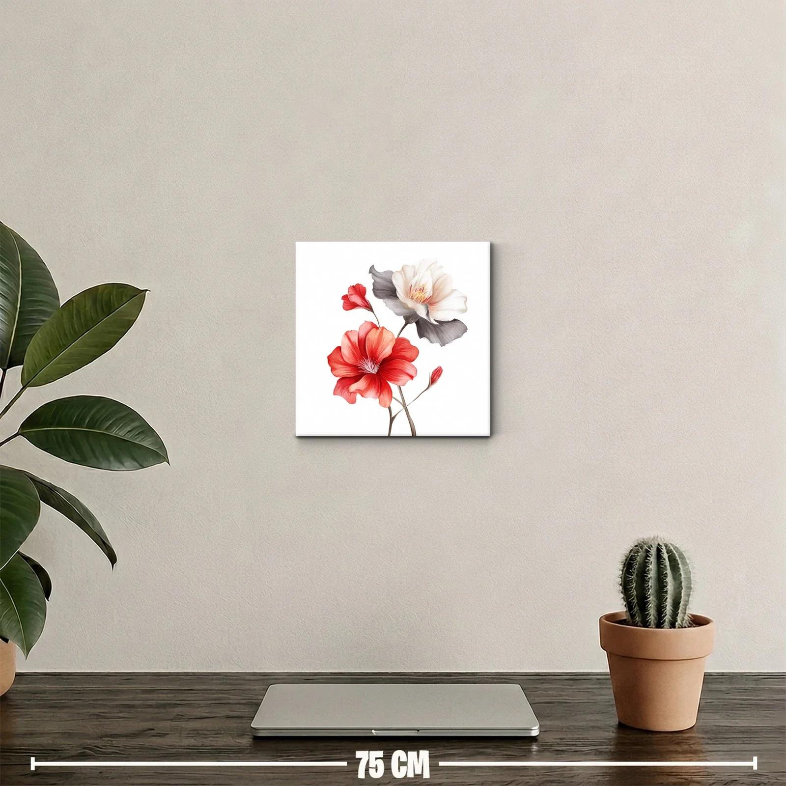 Cuadro decorativo con flores rojas y blancas delicadas — miniatura 2