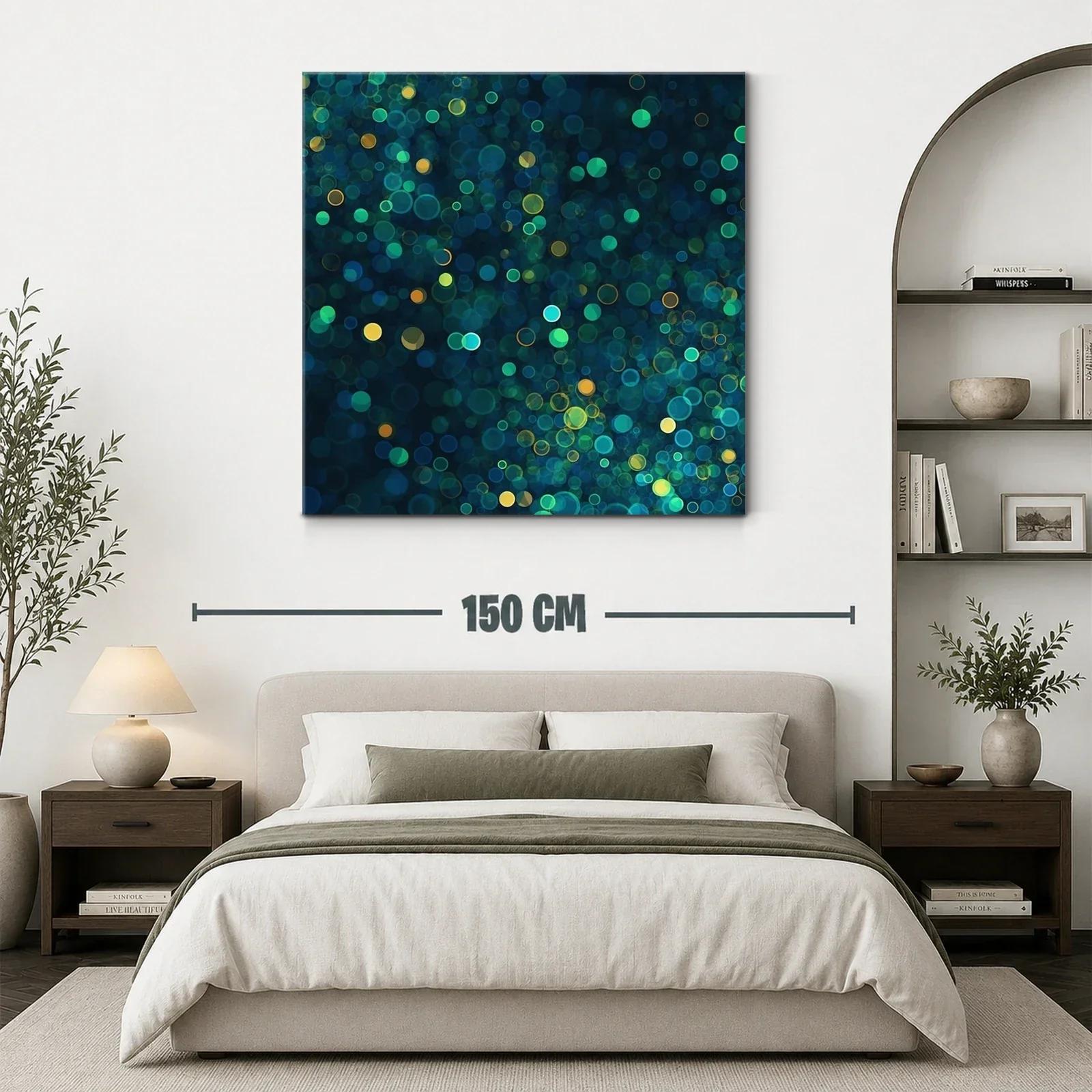 Cuadro abstracto con luces difusas en tonos verdes y azules — miniatura 3