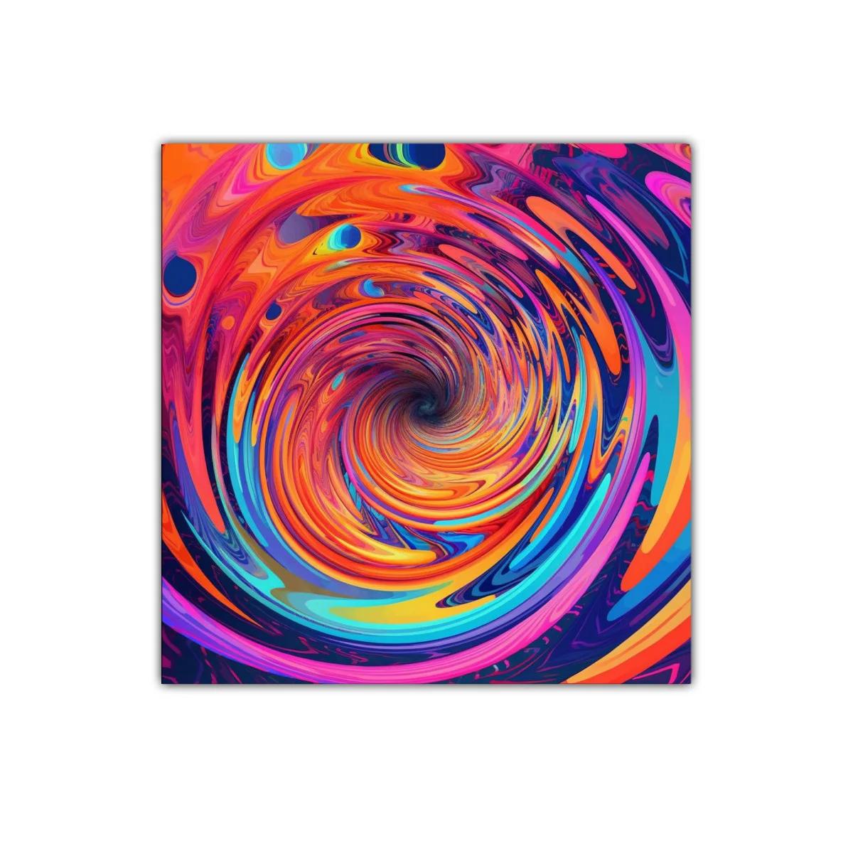 Cuadro abstracto con espiral de colores vibrantes y dinámicos