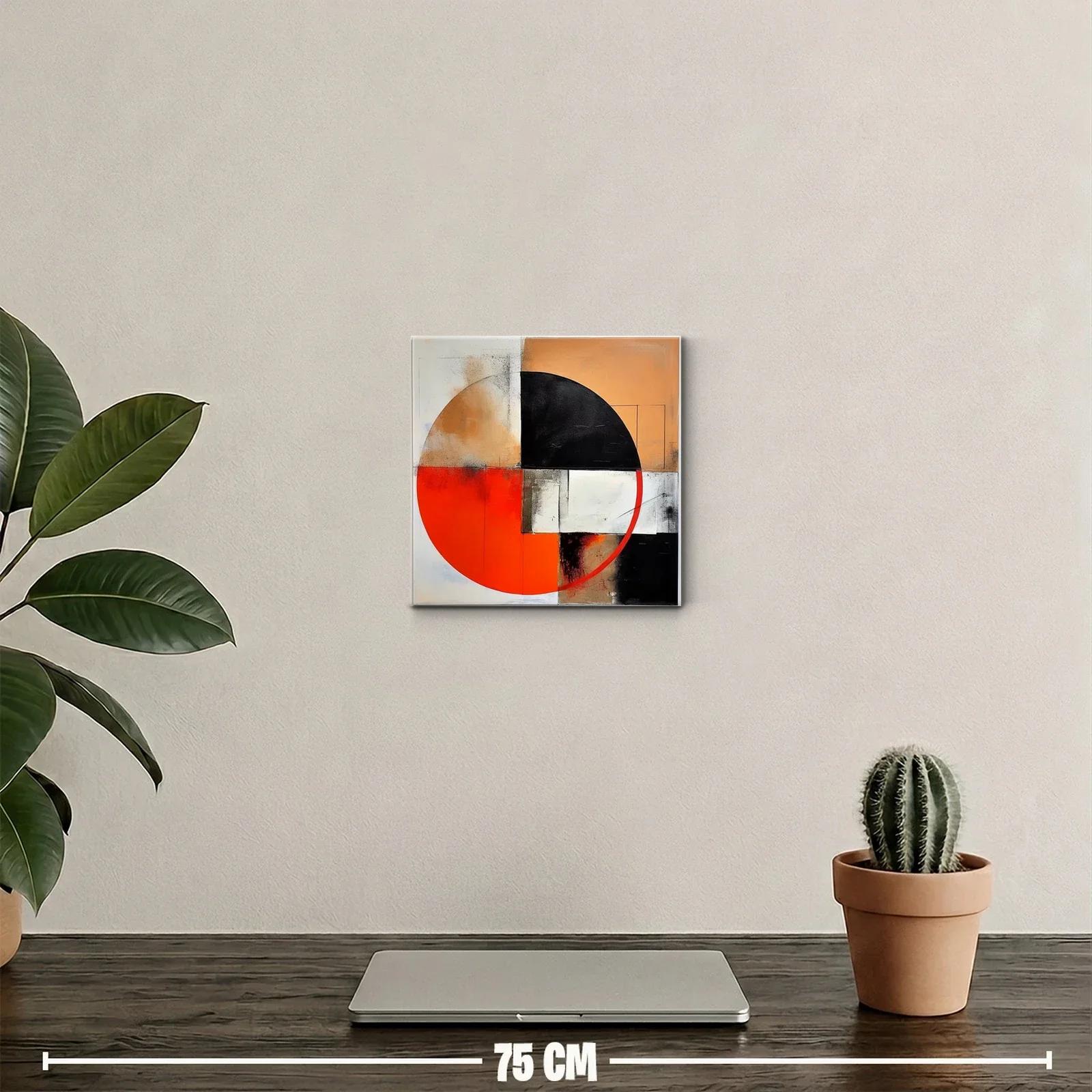 Cuadro abstracto con formas geométricas y colores cálidos — miniatura 2