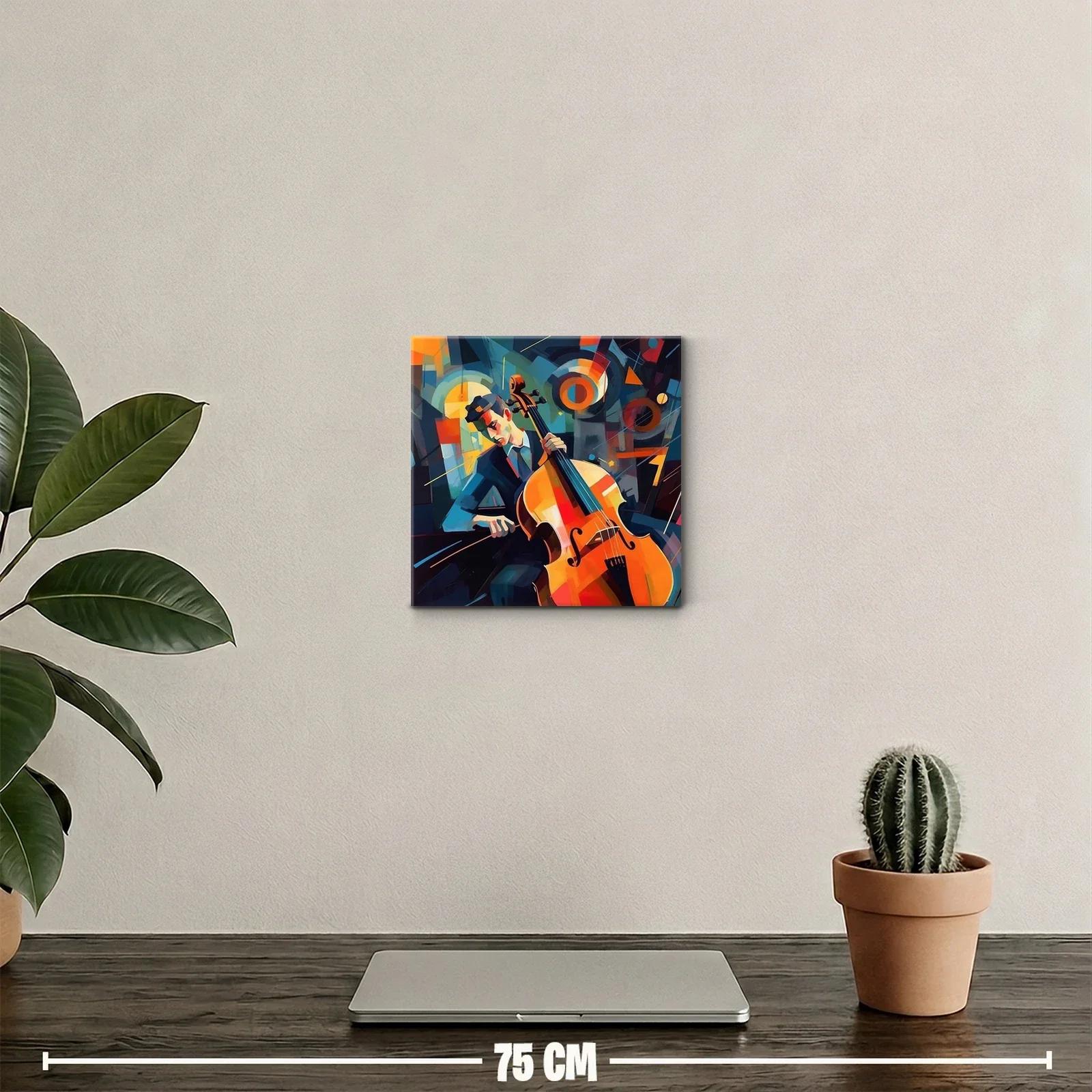 Músico tocando violonchelo con vibrante colorido abstracto — miniatura 2