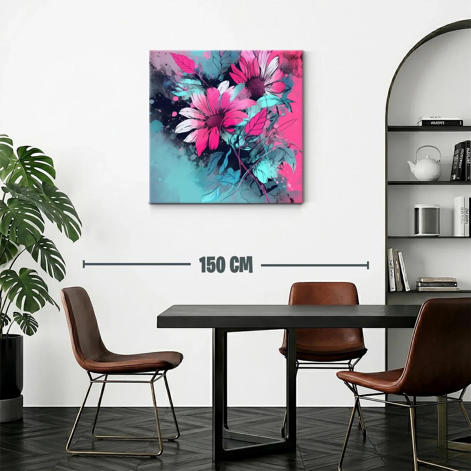 Flores vibrantes en tonos fucsia y azul turquesa — miniatura 2