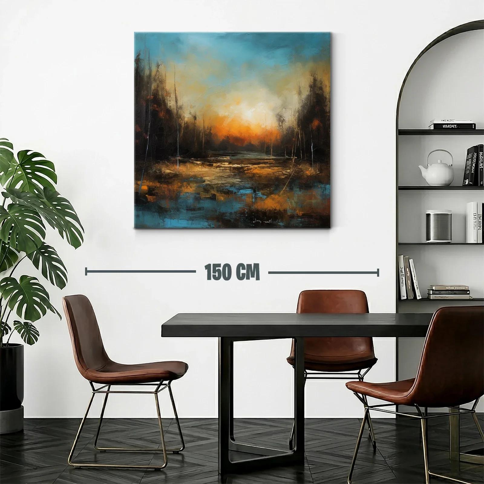 Paisaje abstracto con atardecer y tonos cálidos y fríos — miniatura 2