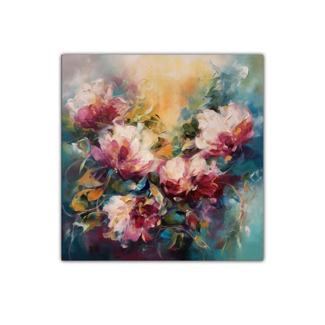 Cuadro decorativo con flores en tonos vibrantes y suaves