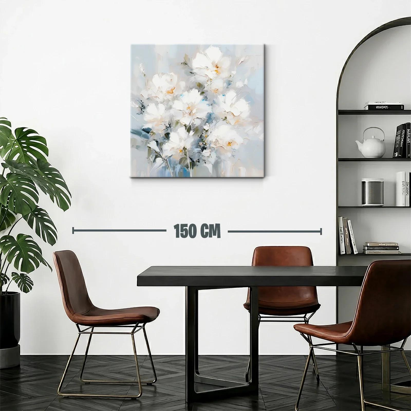 Cuadro floral blanco con toques suaves azules y verdes — miniatura 2