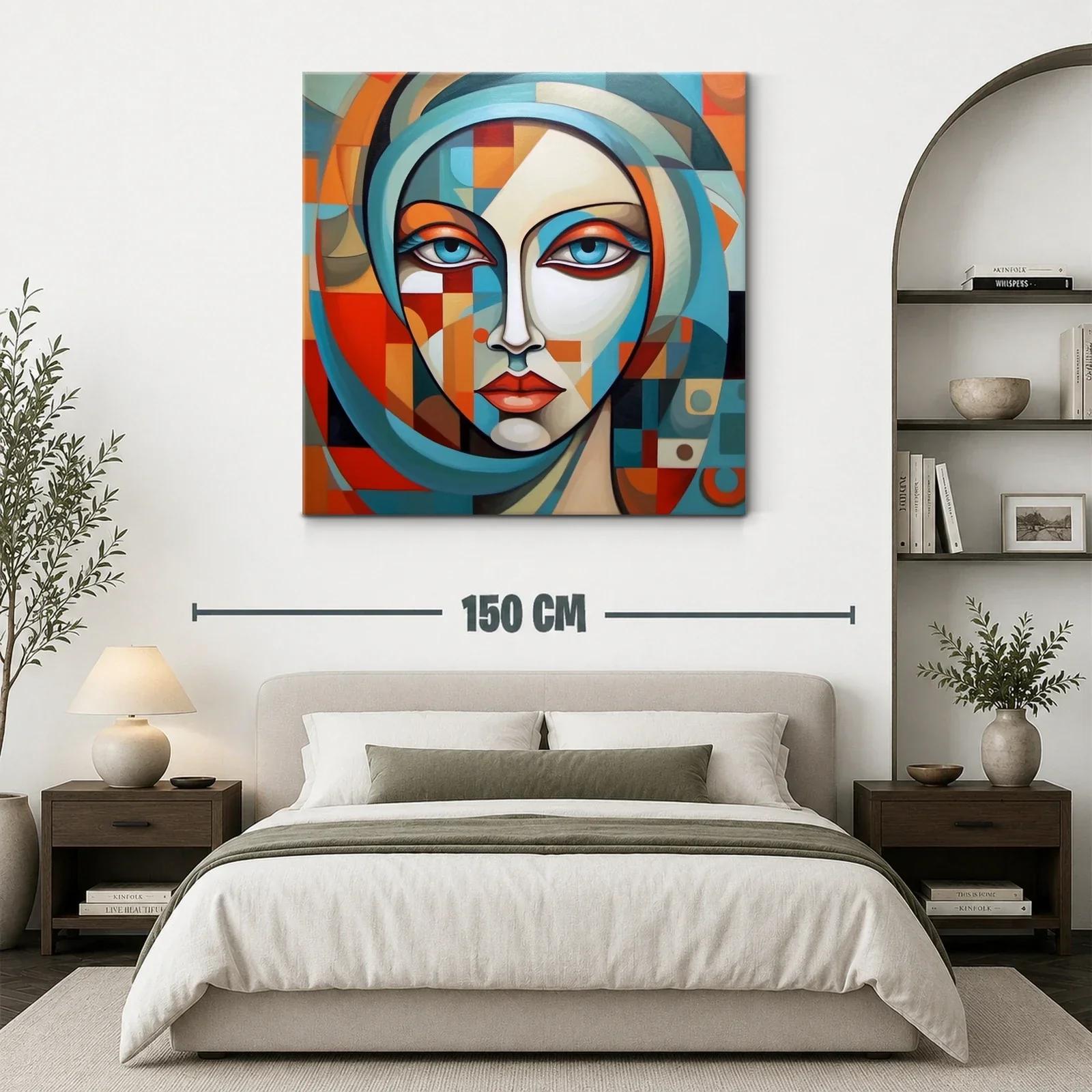 Rostro femenino geométrico con tonos vibrantes y suaves — miniatura 3