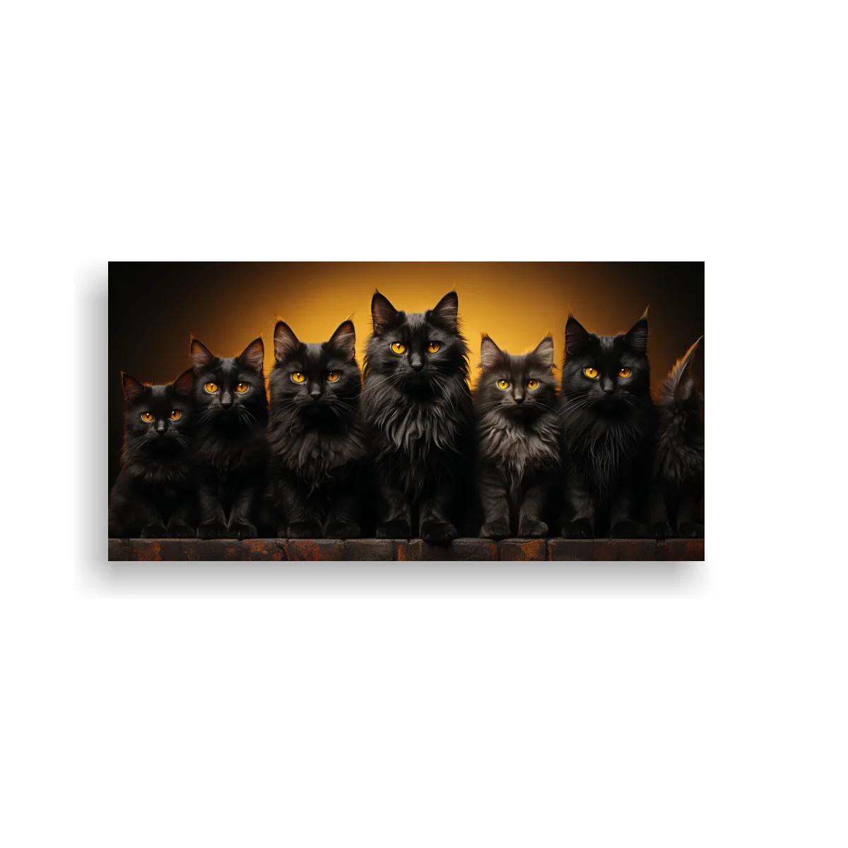 Cuadro grupo de gatos de pelo largo con ojos ámbar — imagen principal
