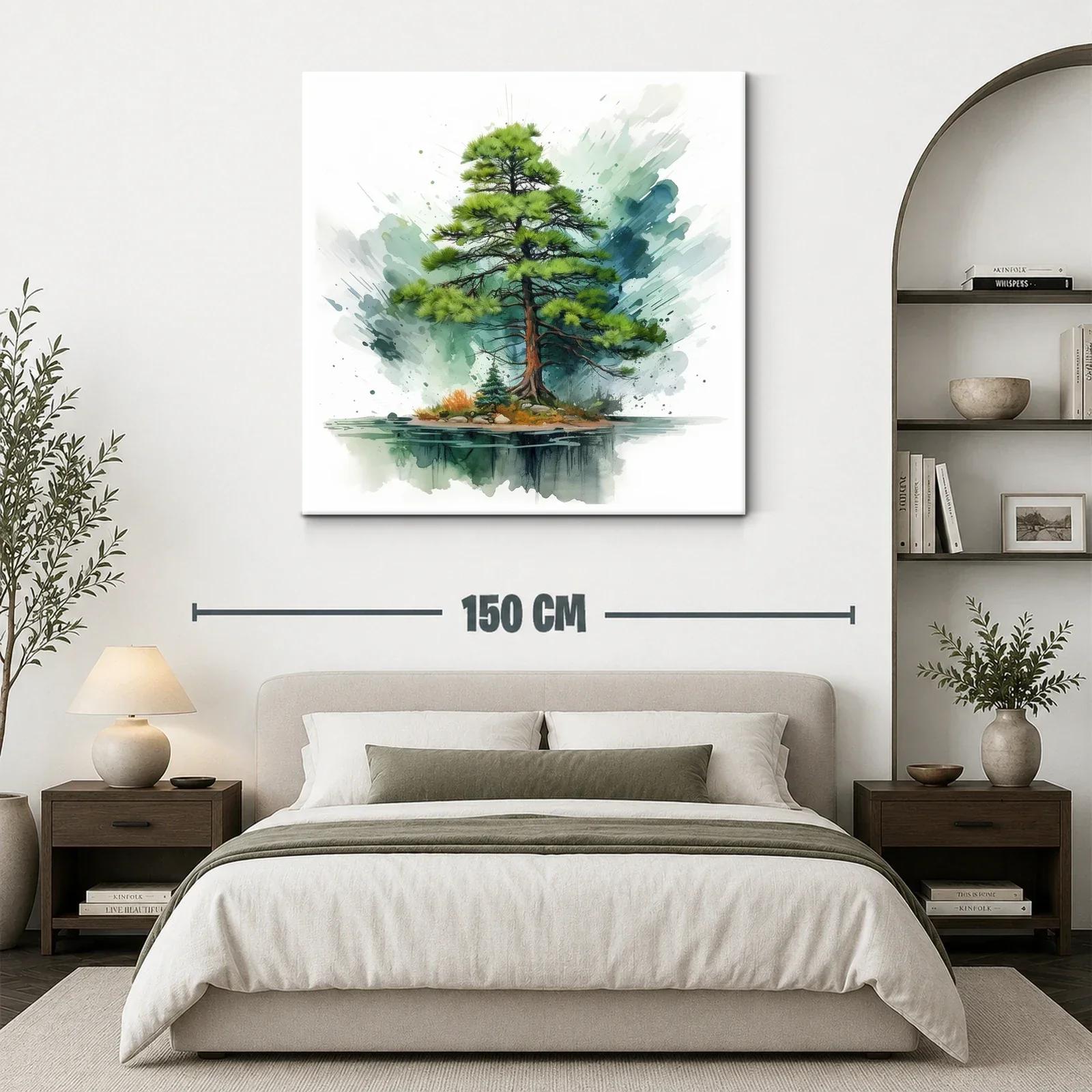 Árbol solitario en isla con reflejo acuoso y tonos verdes — miniatura 3