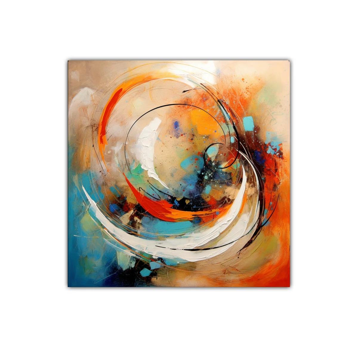 Cuadro abstracto con vibrantes tonos naranja y azul — imagen principal