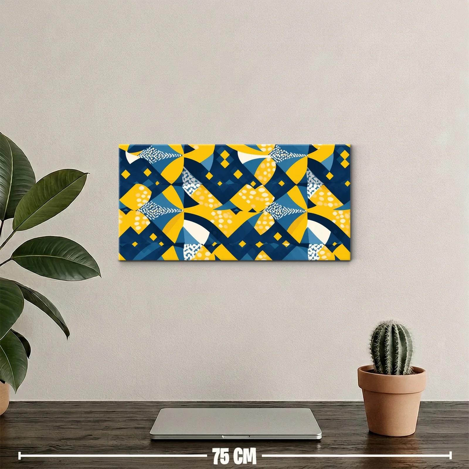 Cuadro patrón geométrico en mosaico con rombos dorados — miniatura 2