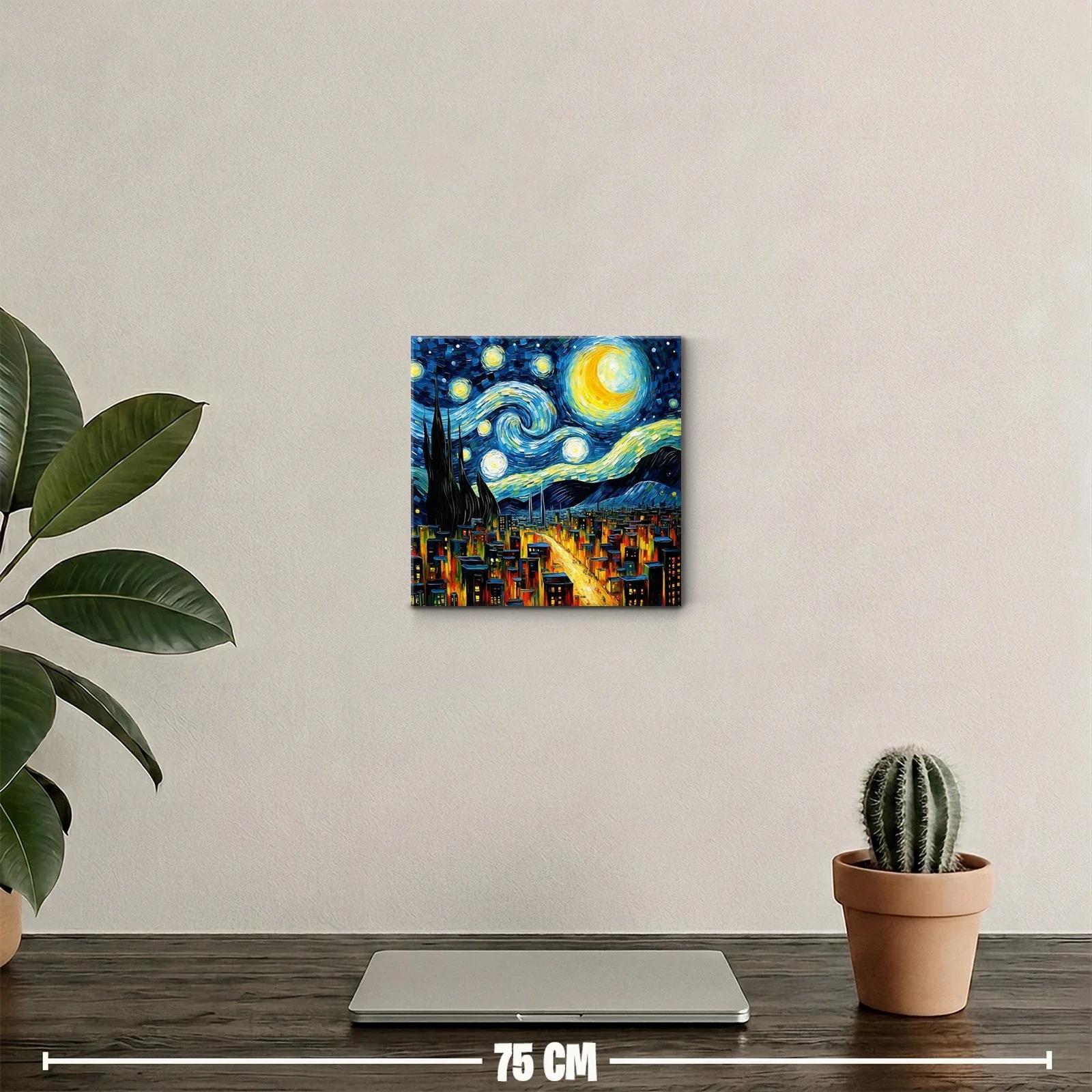 Ciudad nocturna bajo cielo estrellado vibrante y dinámico — miniatura 2